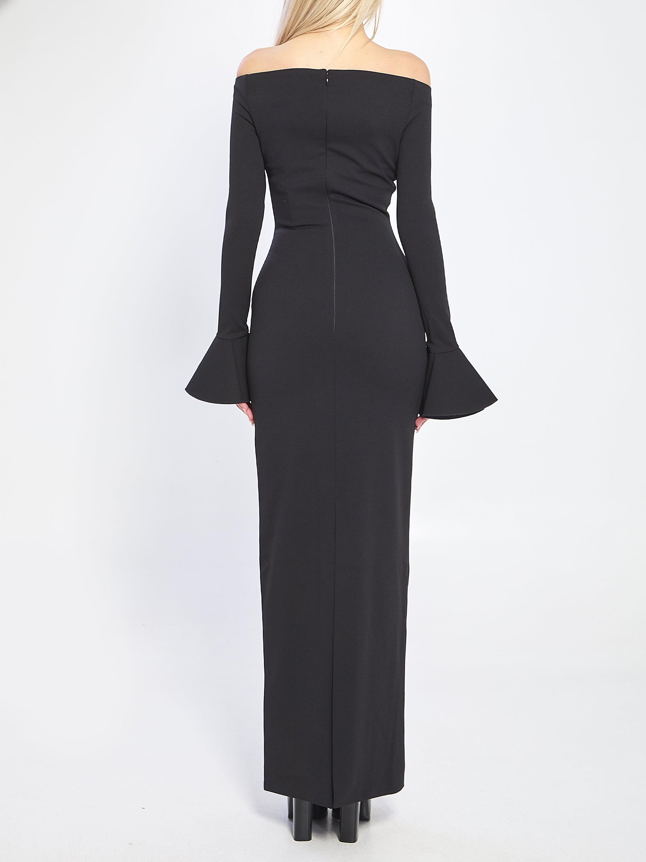 SOLACE LONDON Maxi Dress with Long Sleeves and Flared Cuffs