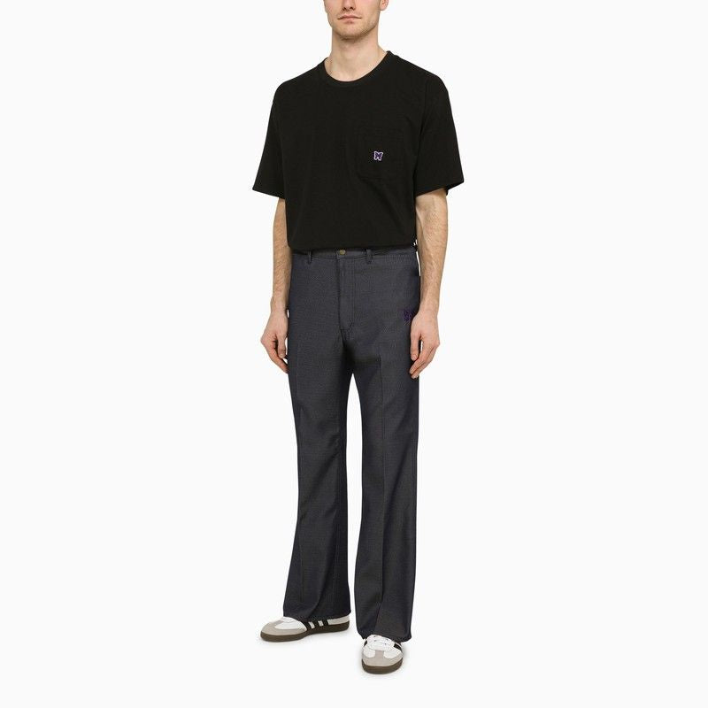 NEEDLES Men's Crew-Neck T-Shirt with Embroidered Butterfly Design