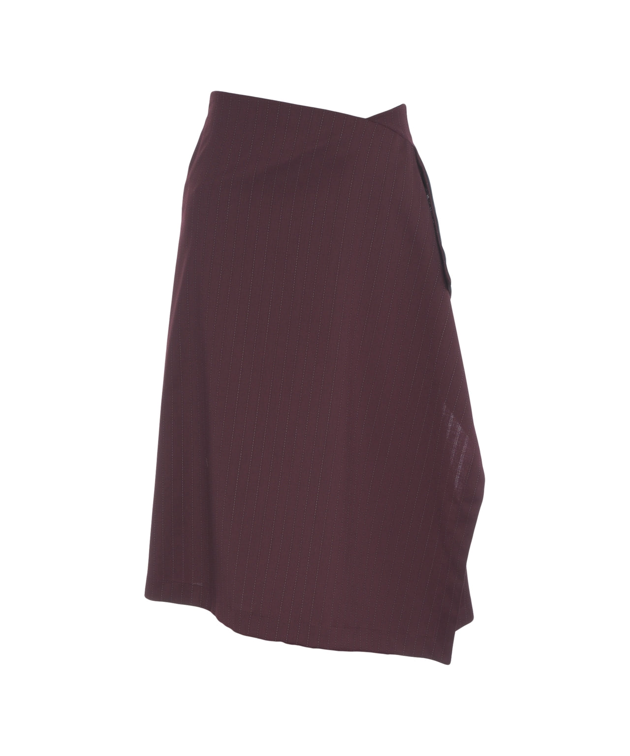 OTTO D AME Asymmetrical Midi Skirt with Pinstripe Design