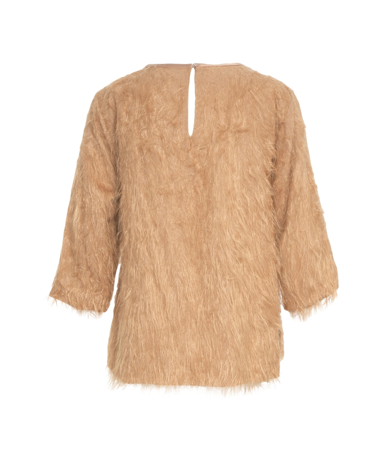 OTTO D AME Fringed Top with Luxurious Texture and Three-Quarter Sleeves