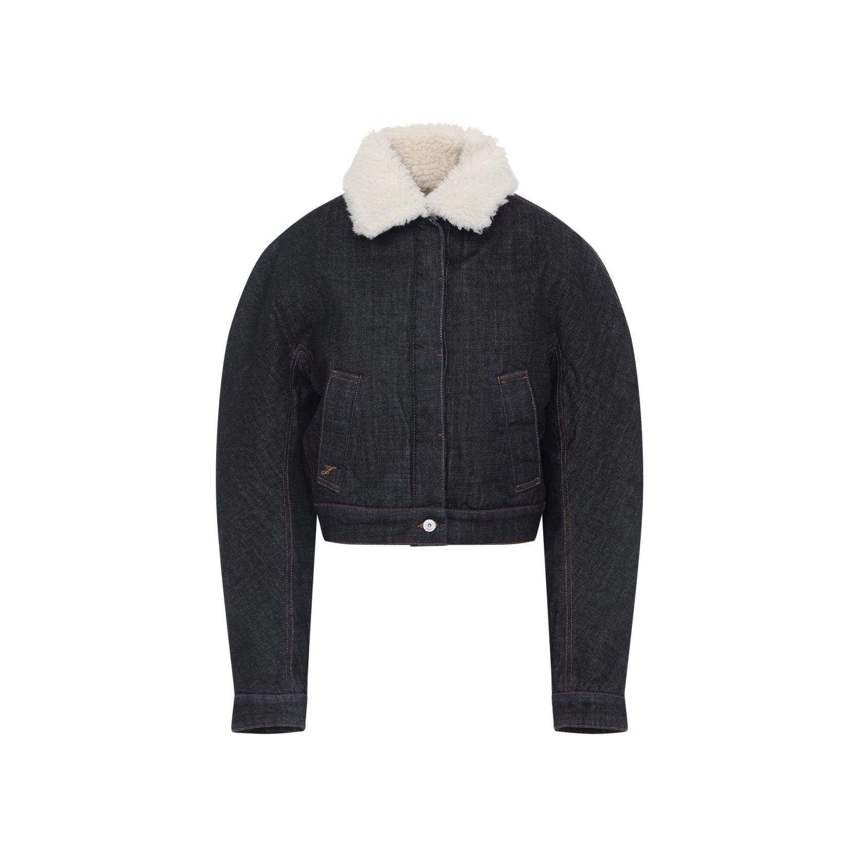 JACQUEMUS Oversized Cotton Jacket with Faux Fur Collar