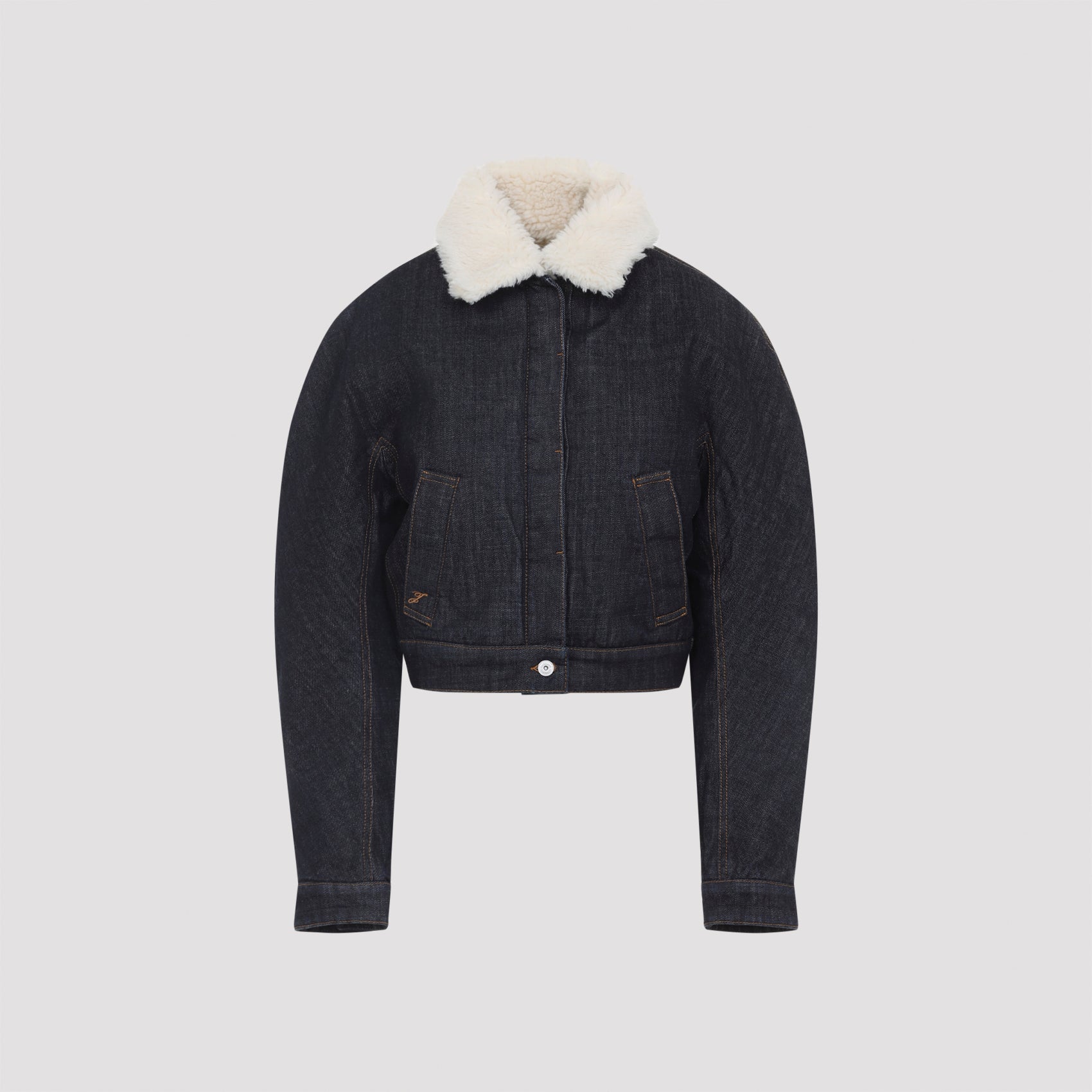 JACQUEMUS Oversized Cotton Jacket with Faux Fur Collar