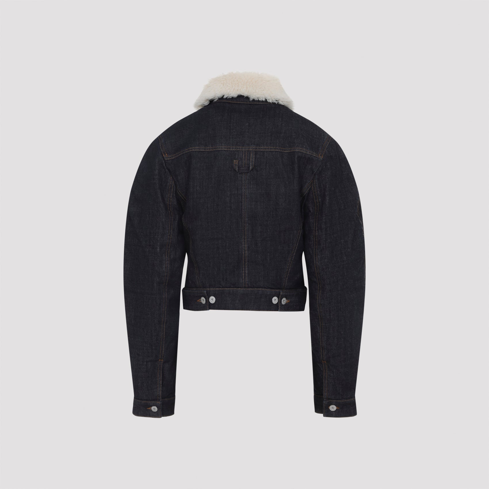 JACQUEMUS Oversized Cotton Jacket with Faux Fur Collar