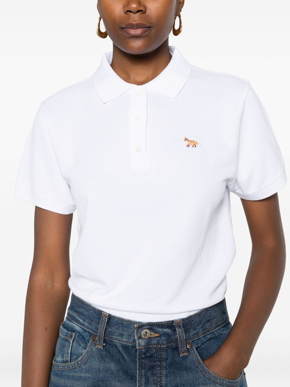 MAISON KITSUNÉ Classic Cotton Polo Shirt with Embroidered Fox