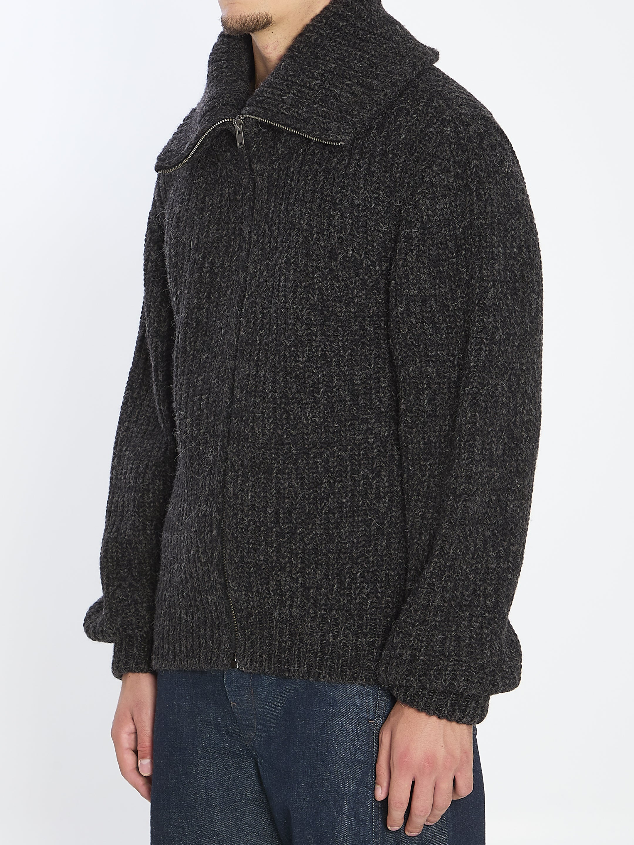 LEMAIRE Men's Zip Cardigan in Alpaca Blend