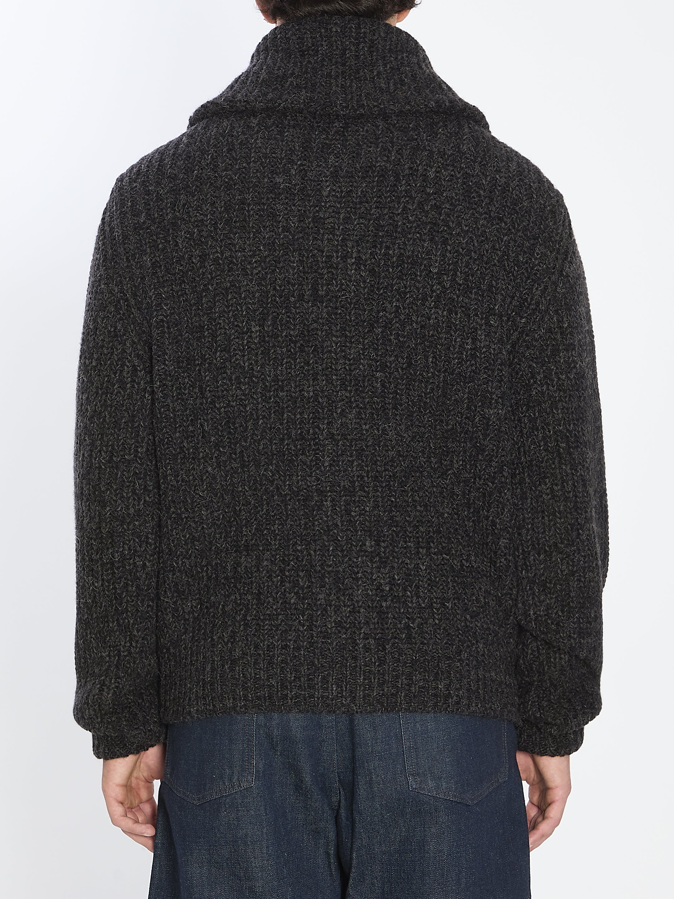 LEMAIRE Men's Zip Cardigan in Alpaca Blend