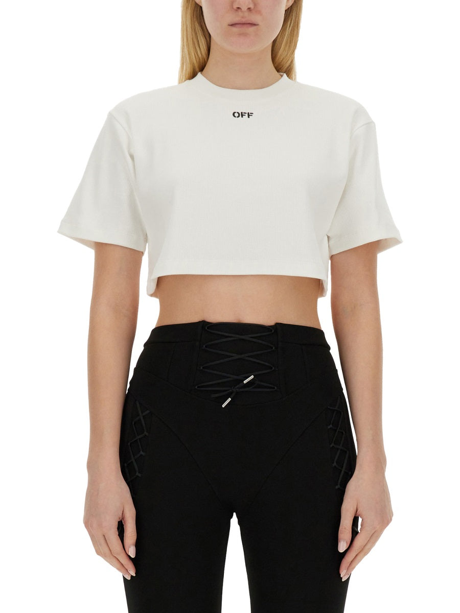 OFF-WHITE Ribbed Mini Cropped Tee