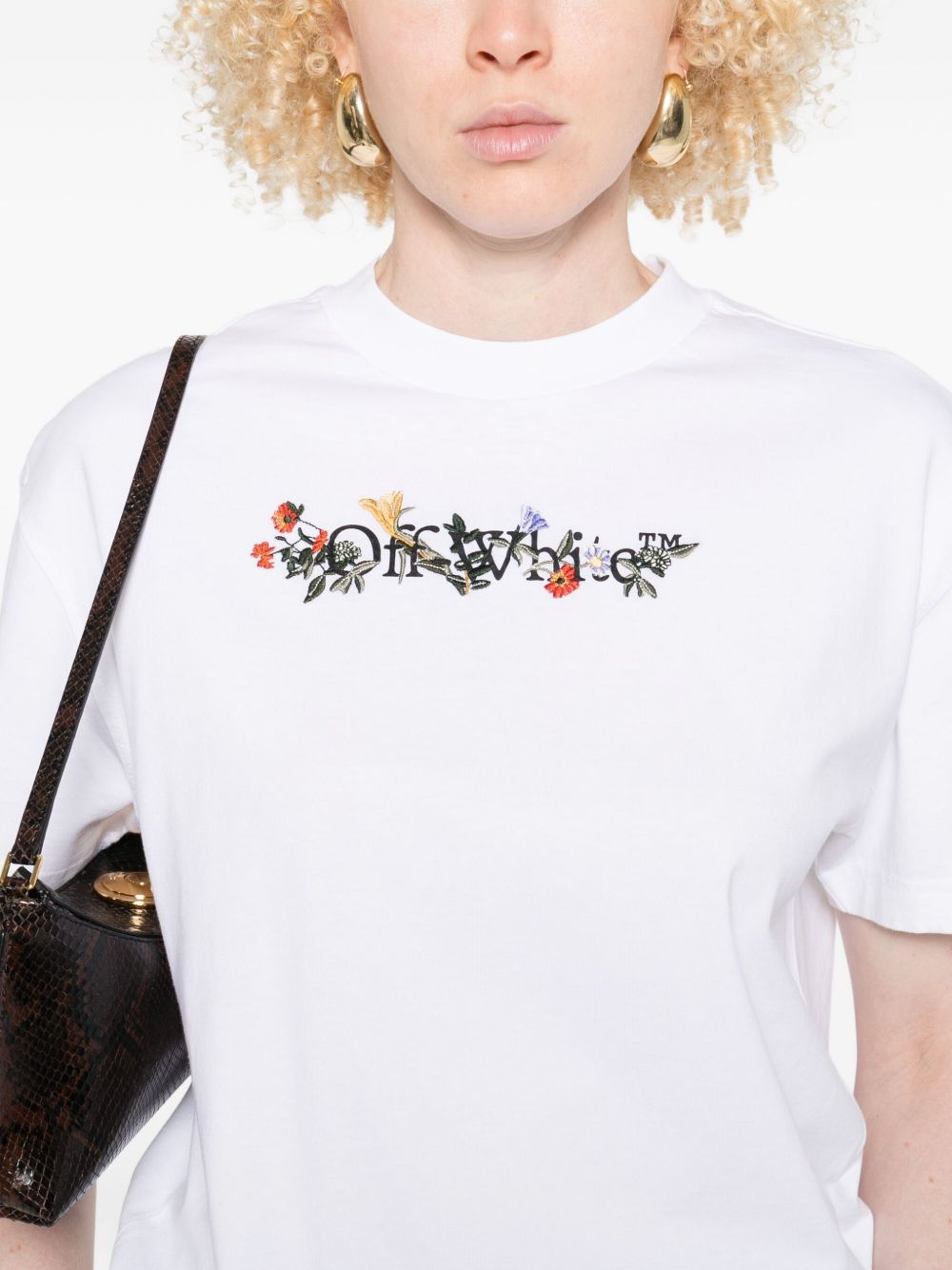 OFF-WHITE Floral Logo Cotton T-Shirt for Women