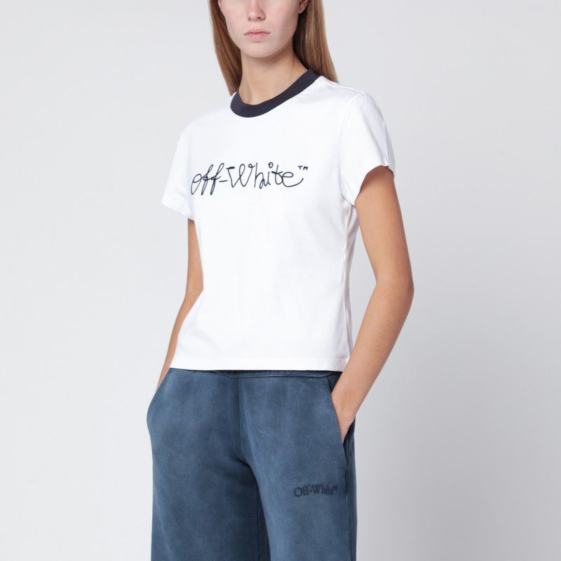 OFF-WHITE Embroidered Logo T-Shirt for Women - FW25 Collection