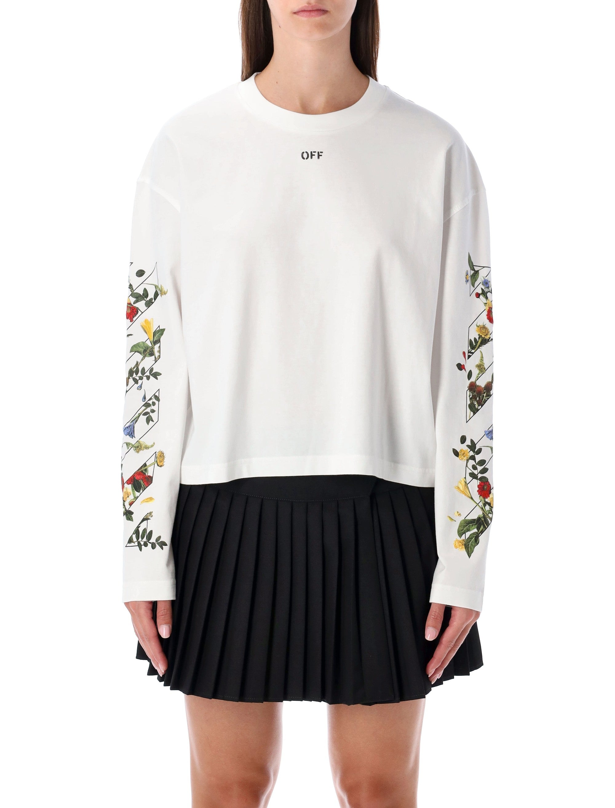 OFF-WHITE Embroidered Floral Arrow Long-Sleeve T-Shirt - Size S
