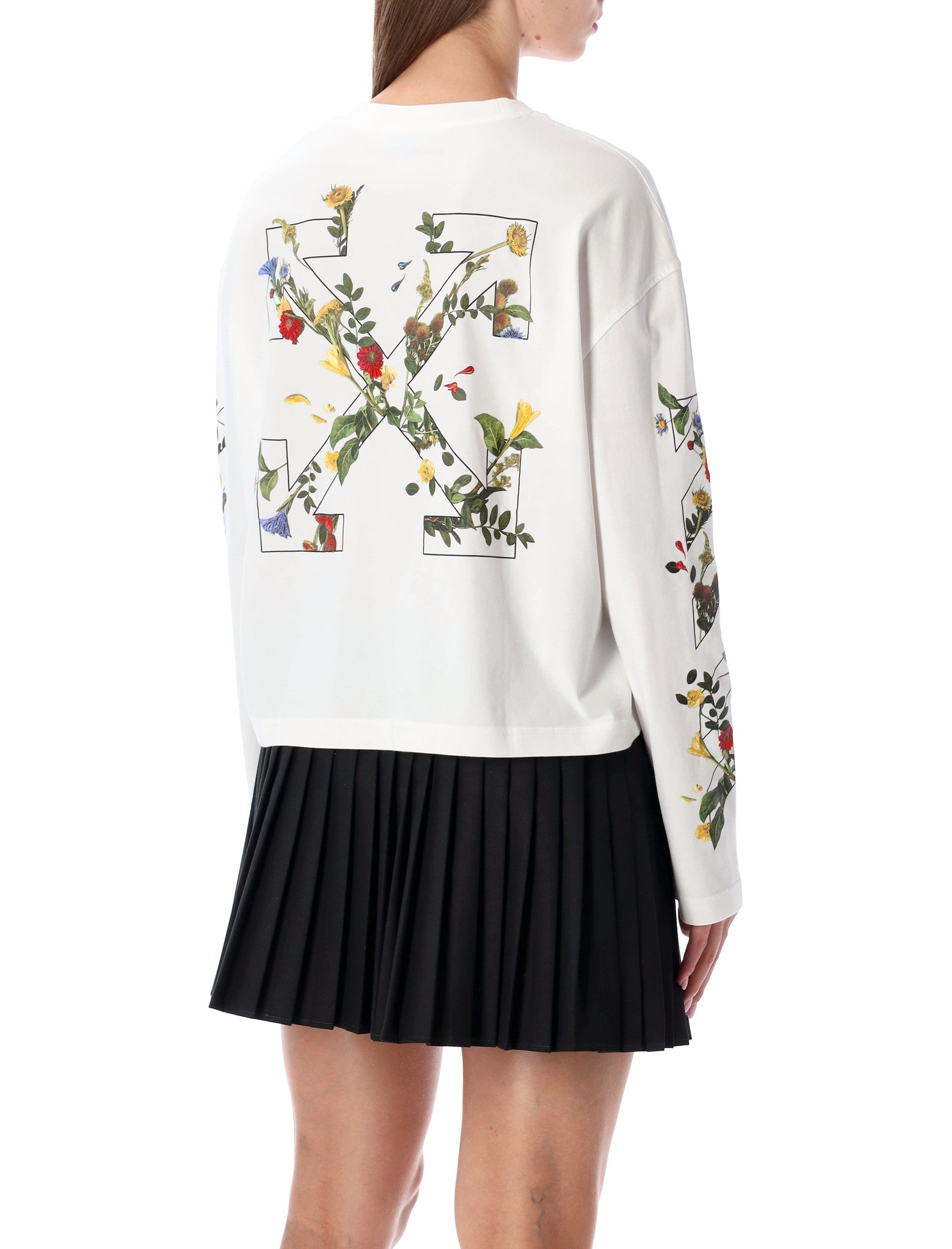 OFF-WHITE Embroidered Floral Arrow Long-Sleeve T-Shirt - Size S