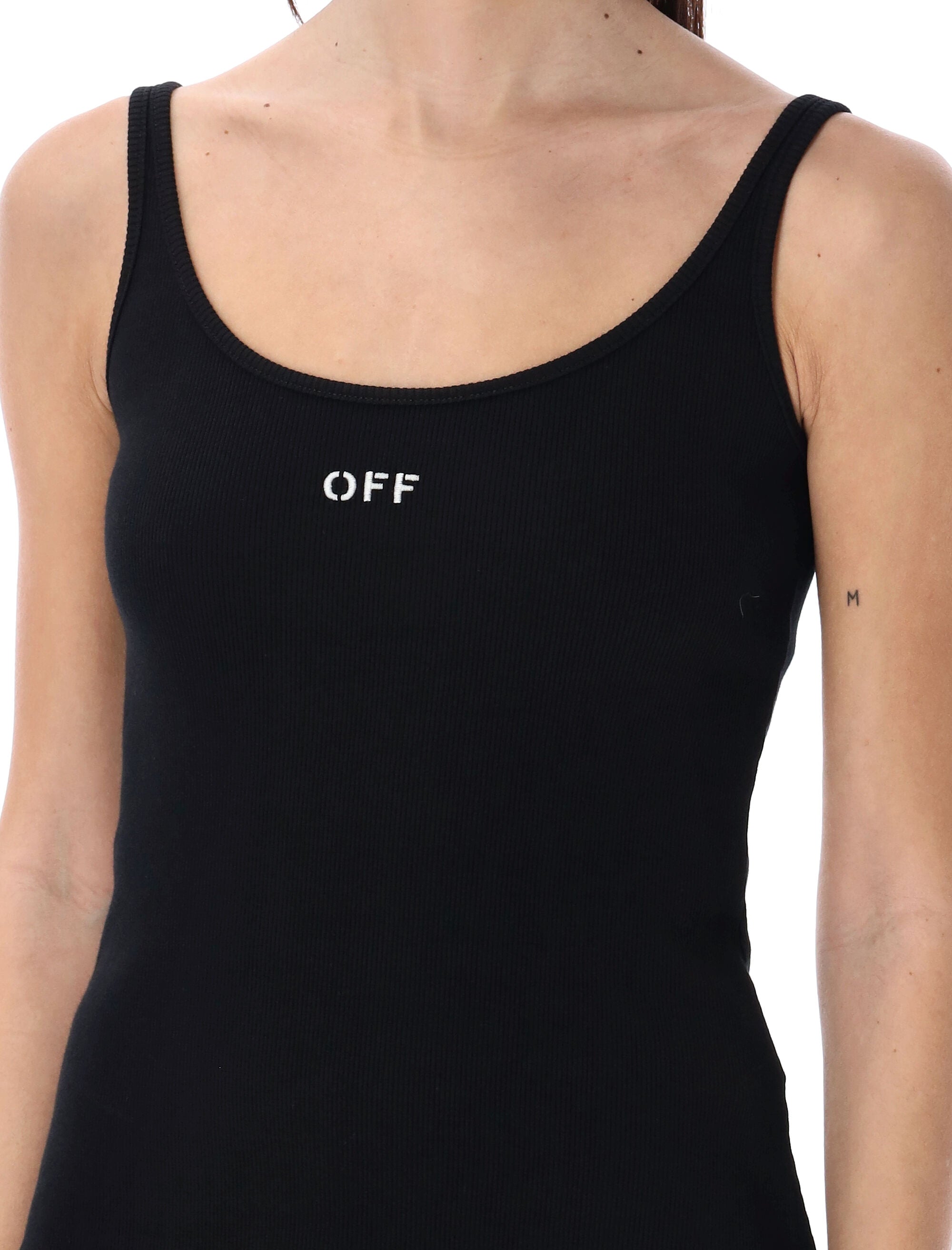 OFF-WHITE Ribbed Scoop Neck Tank Top - Tight Fit