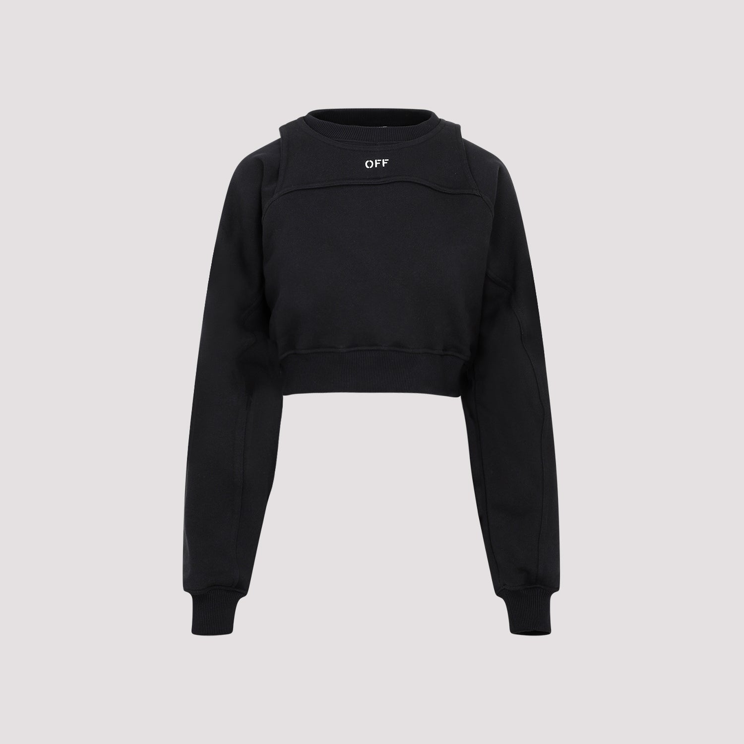 OFF-WHITE Logo-Print Cropped Cotton Sweatshirt - Mini Length