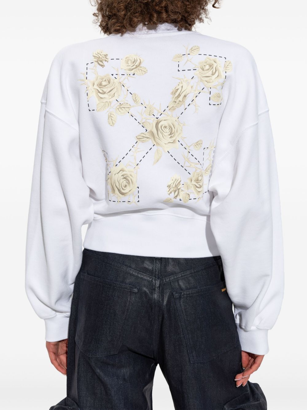 OFF-WHITE Cropped Roses & Arrows Sweatshirt