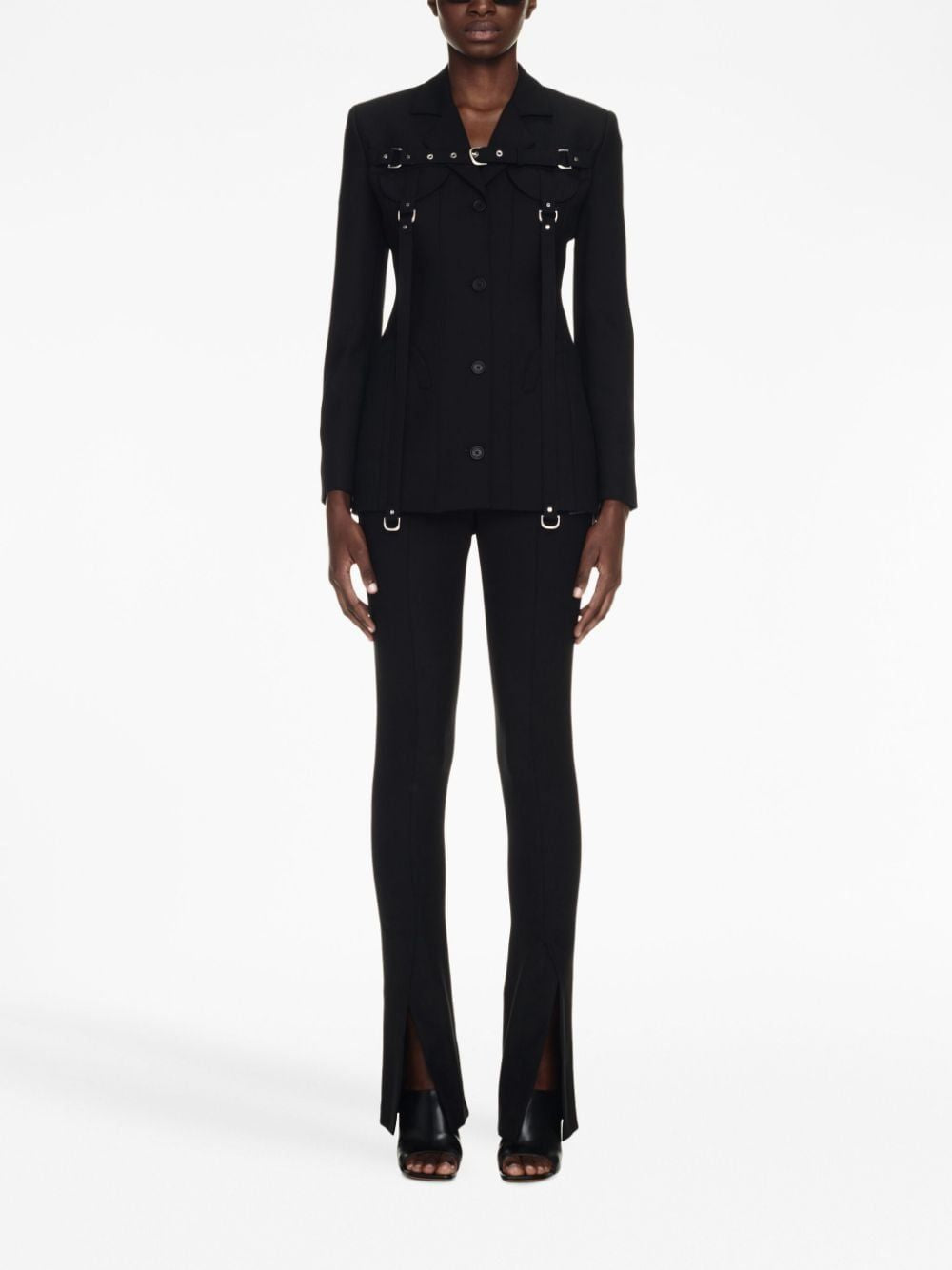 OFF-WHITE Wool Blend Blazer with Decorative Buckles