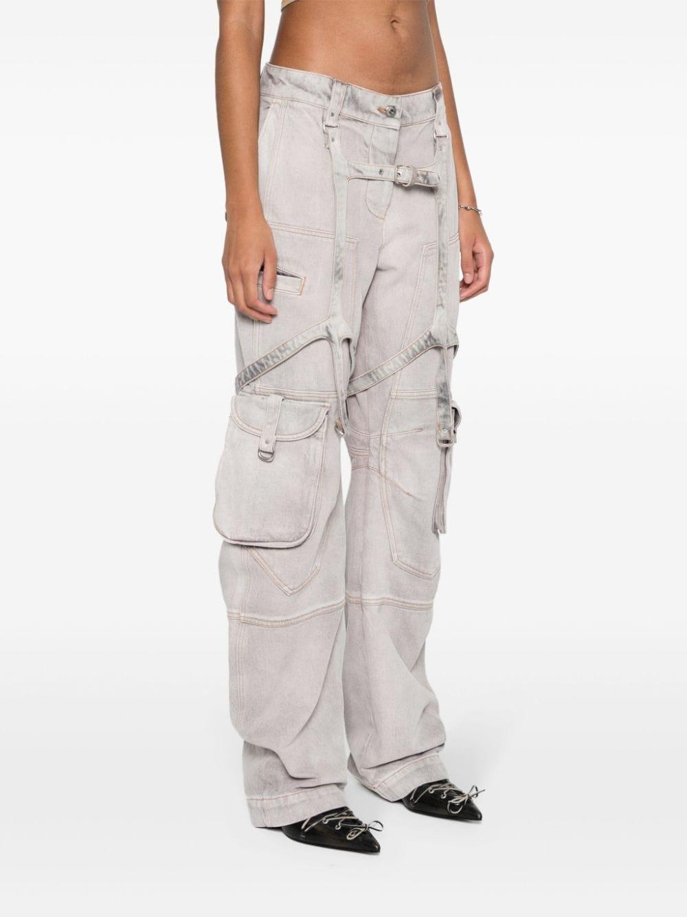 OFF-WHITE Baggy Cargo Jeans with Harness-Style Details - Size 26