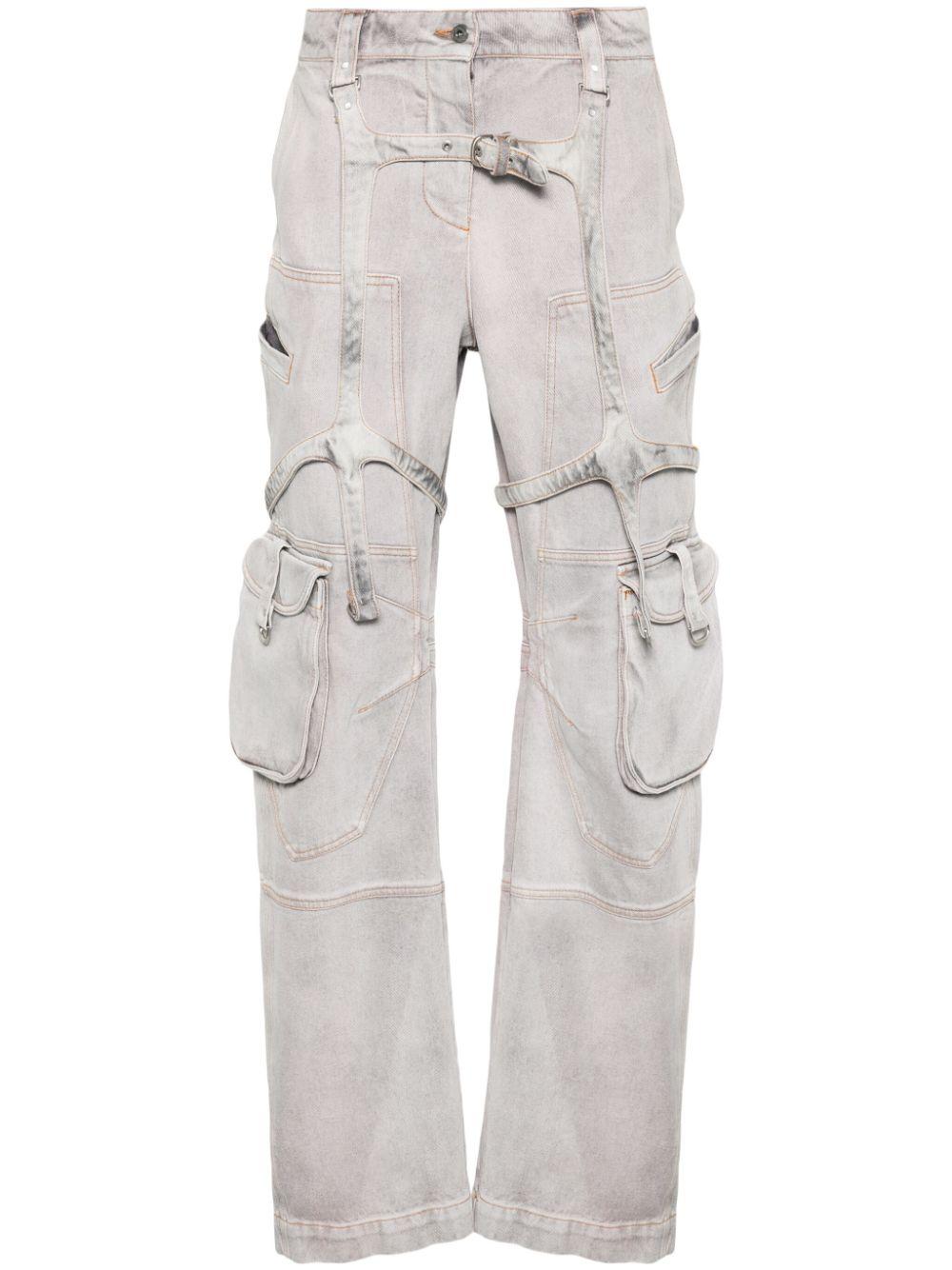 OFF-WHITE Baggy Cargo Jeans with Harness-Style Details - Size 26
