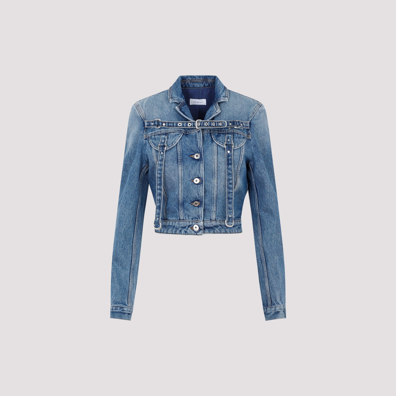 OFF-WHITE Cropped Denim Jacket with Belt Detail