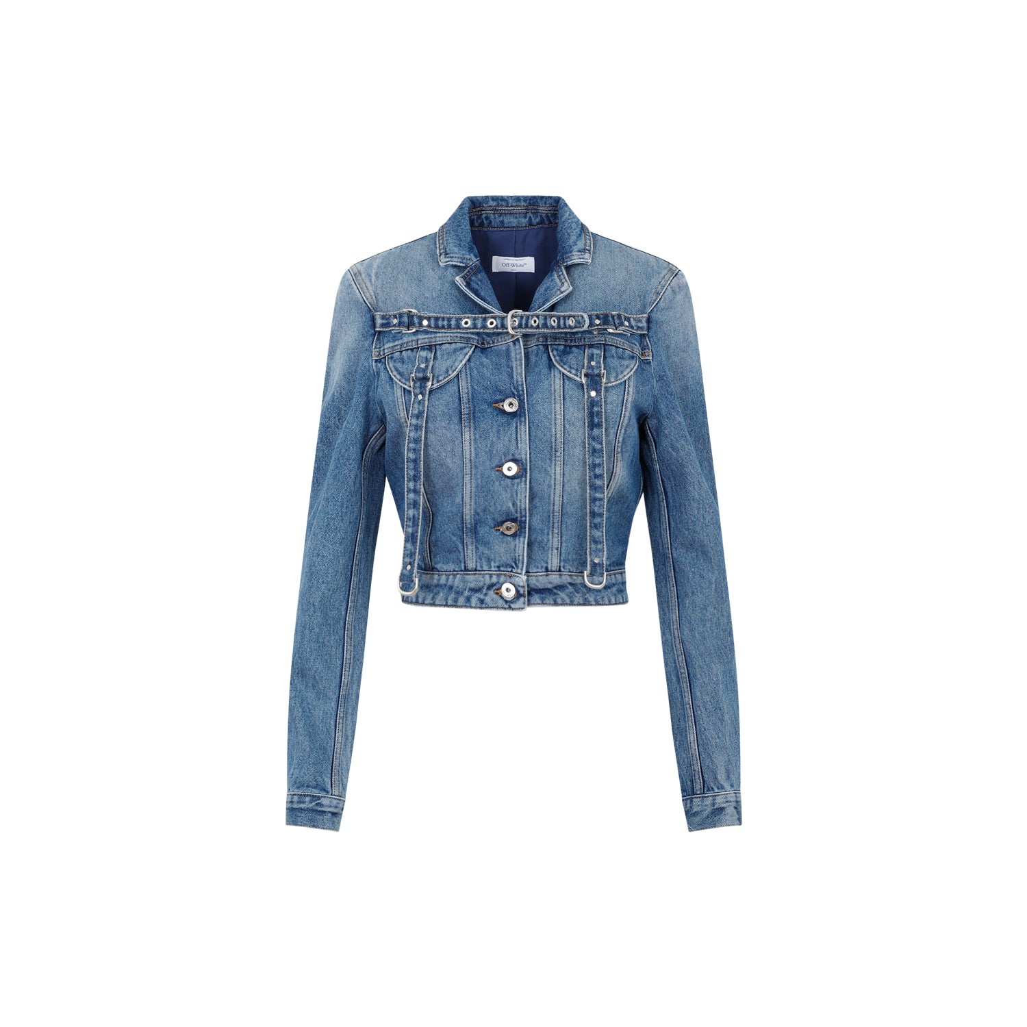 OFF-WHITE Cropped Denim Jacket with Belt Detail