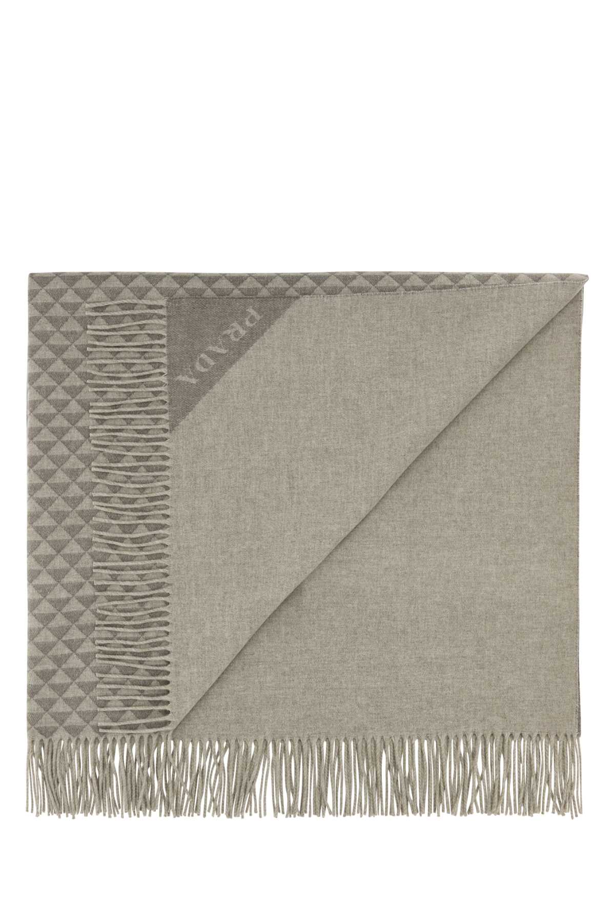 PRADA Embroidered Wool Blend Symbol Double Blanket - Plaid