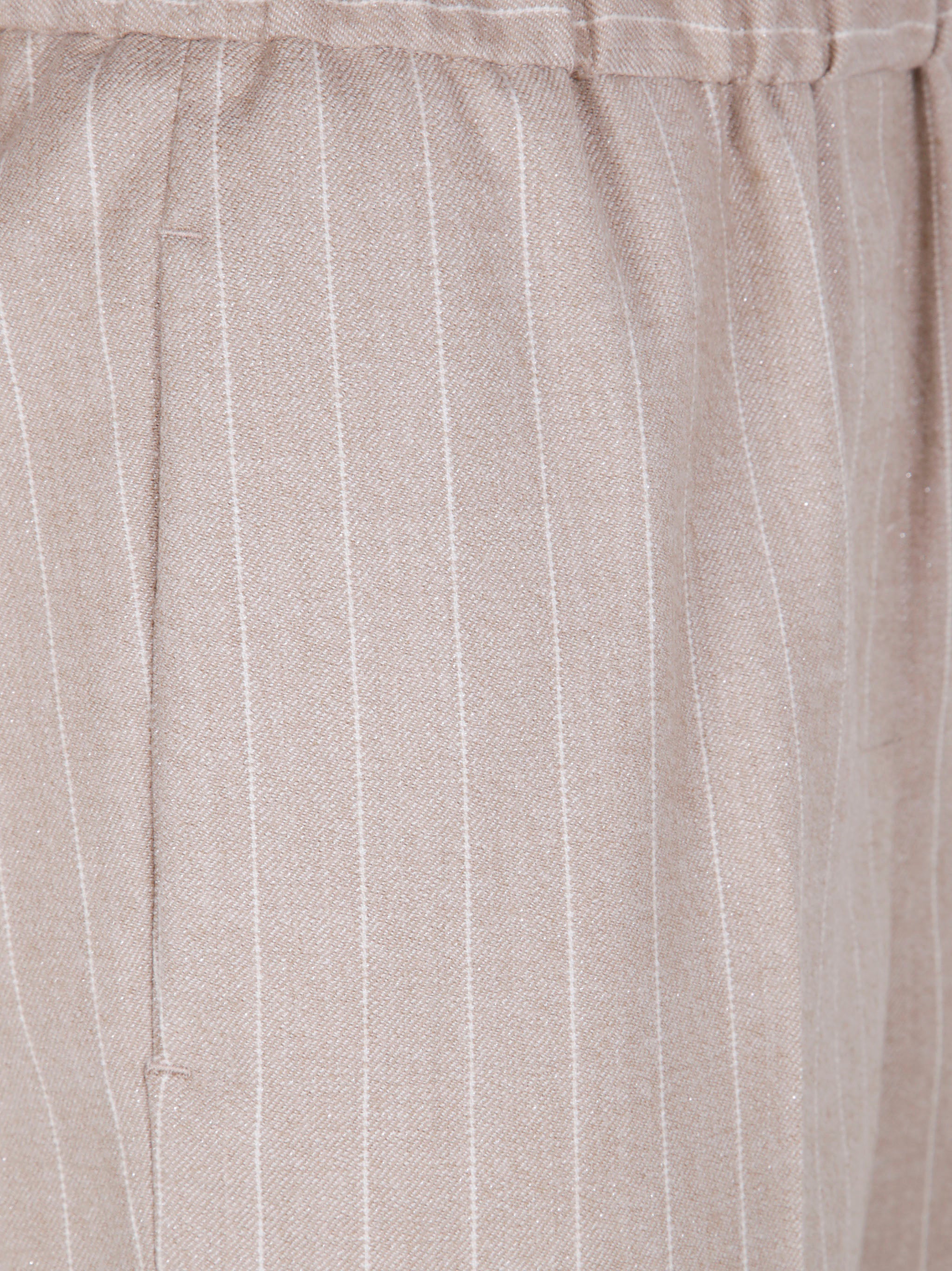 PESERICO Elastic Waisted Pinstriped Lurex Flannel Trousers
