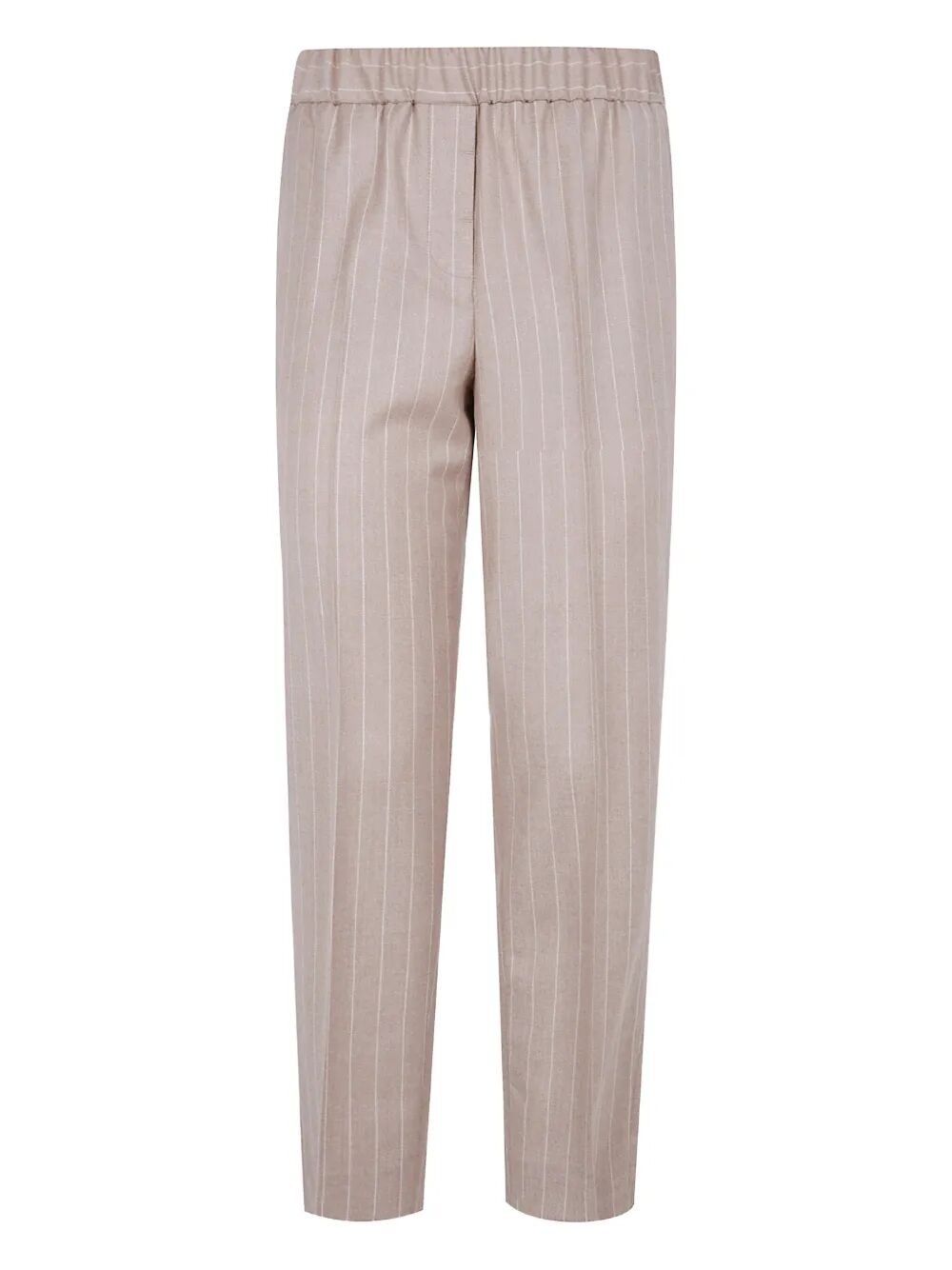 PESERICO Elastic Waisted Pinstriped Lurex Flannel Trousers
