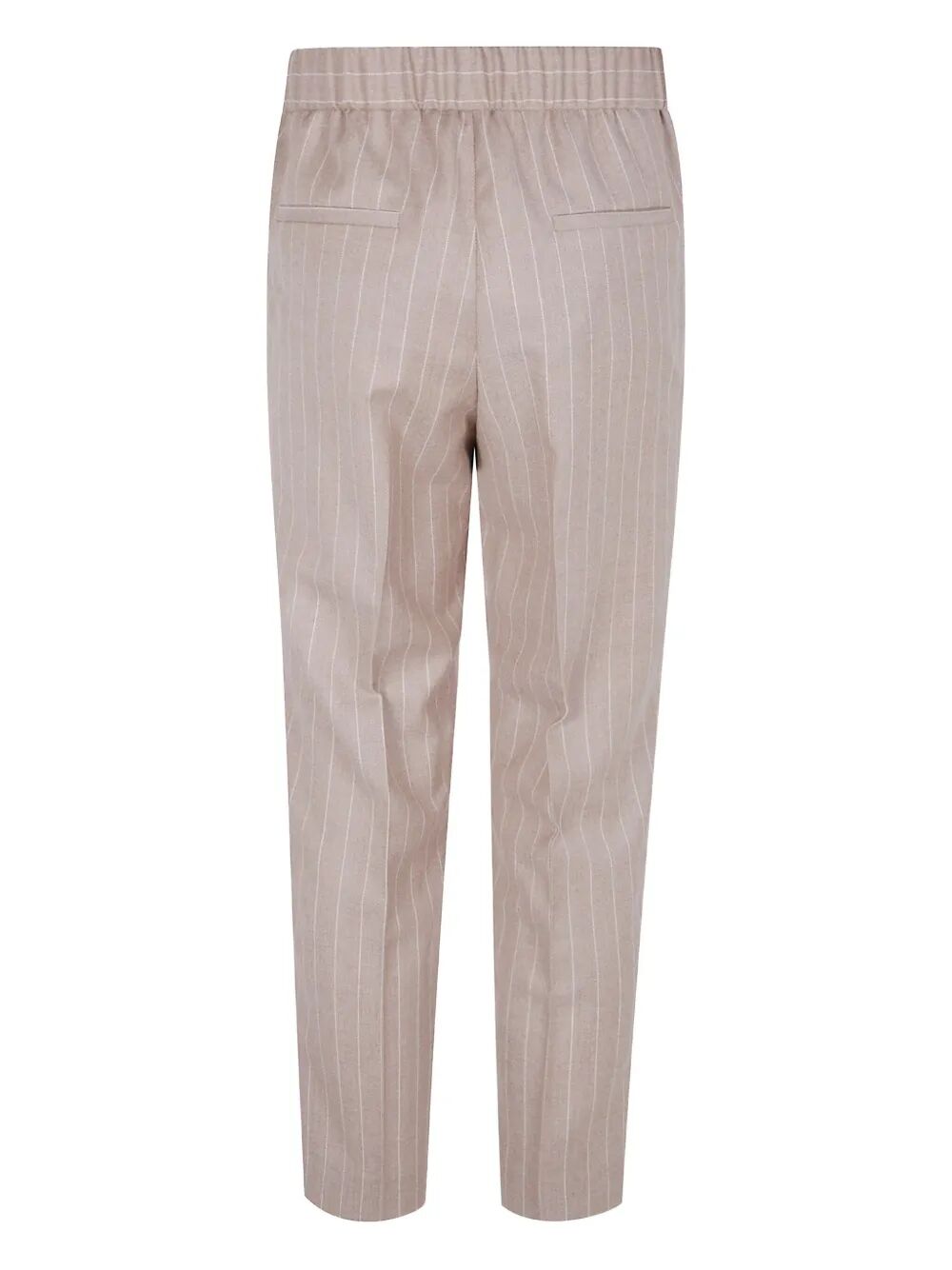 PESERICO Elastic Waisted Pinstriped Lurex Flannel Trousers