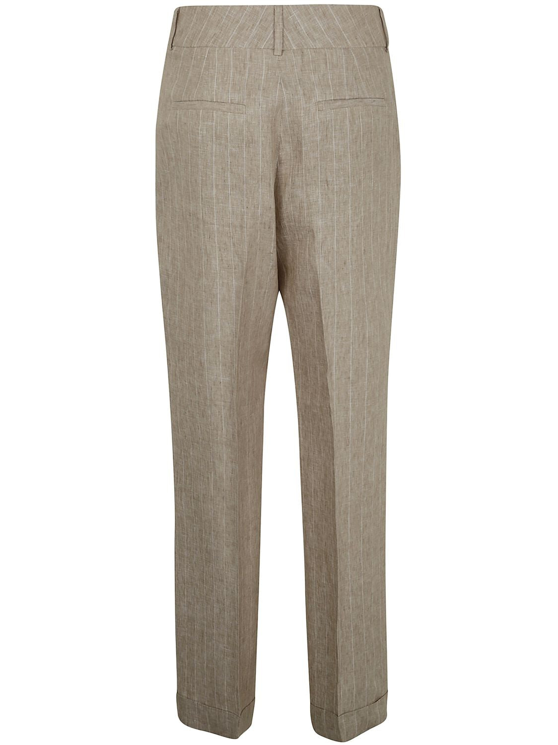 PESERICO Pinstripe Linen Canvas Trousers for Women