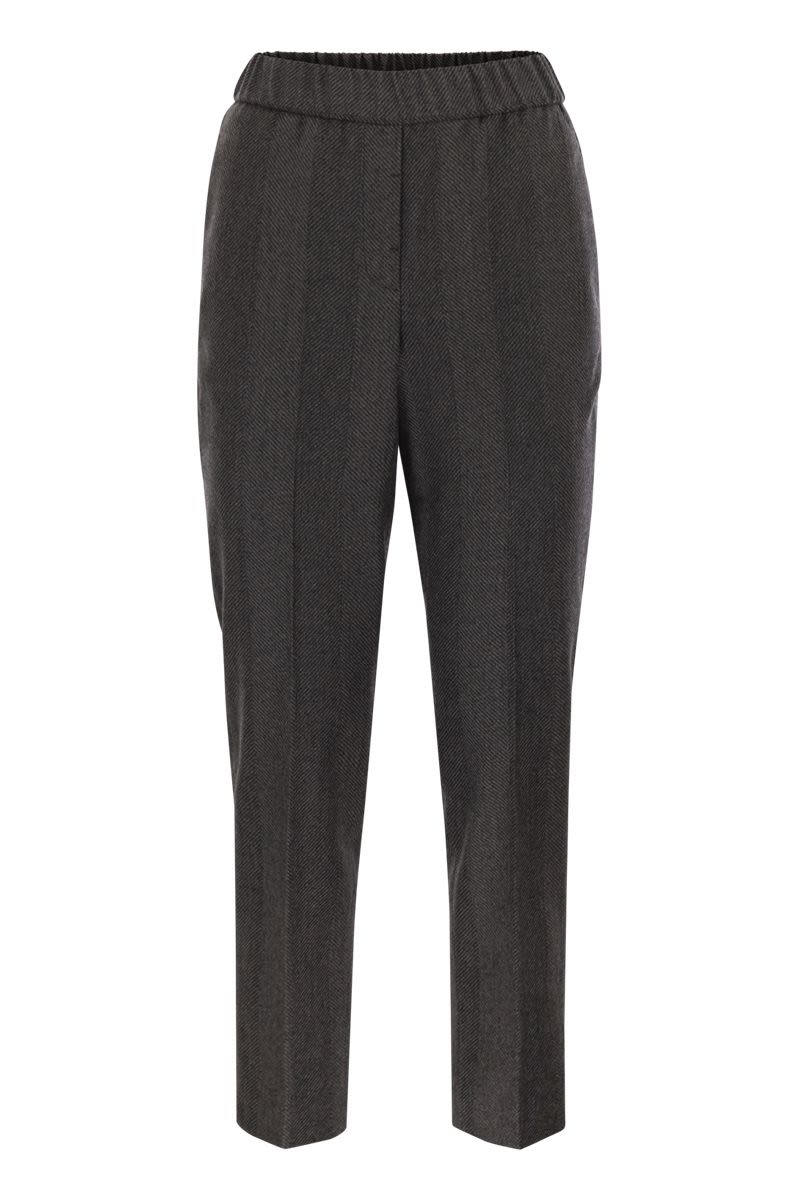 PESERICO Slim Fit Stretch Virgin Wool Trousers