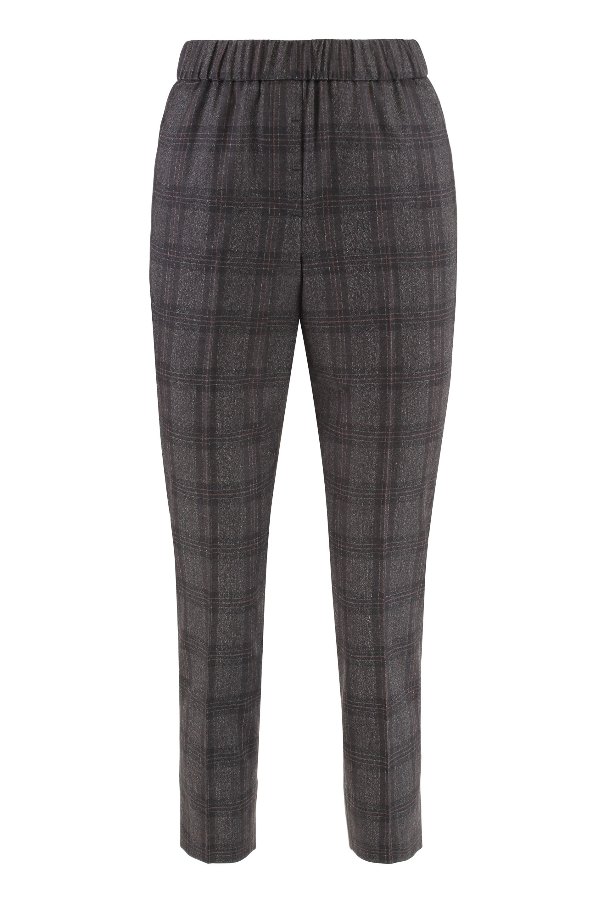 PESERICO Chic Checkered Wool Trousers for Women