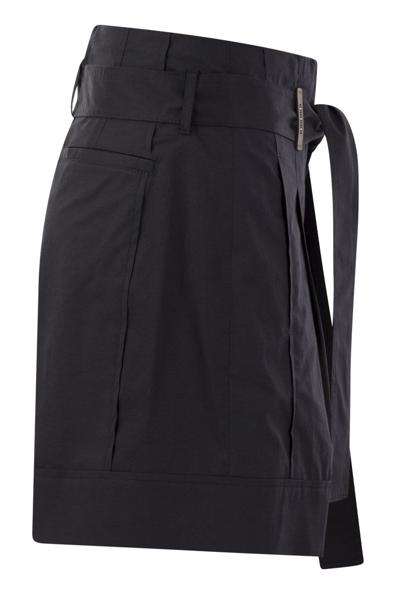 PESERICO High-Waisted Mini Shorts with Pleats and Stretch Cotton