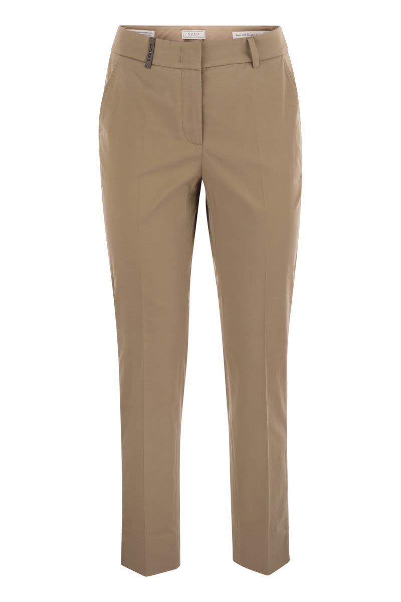 PESERICO Light Cotton Satin Cigarette Trousers