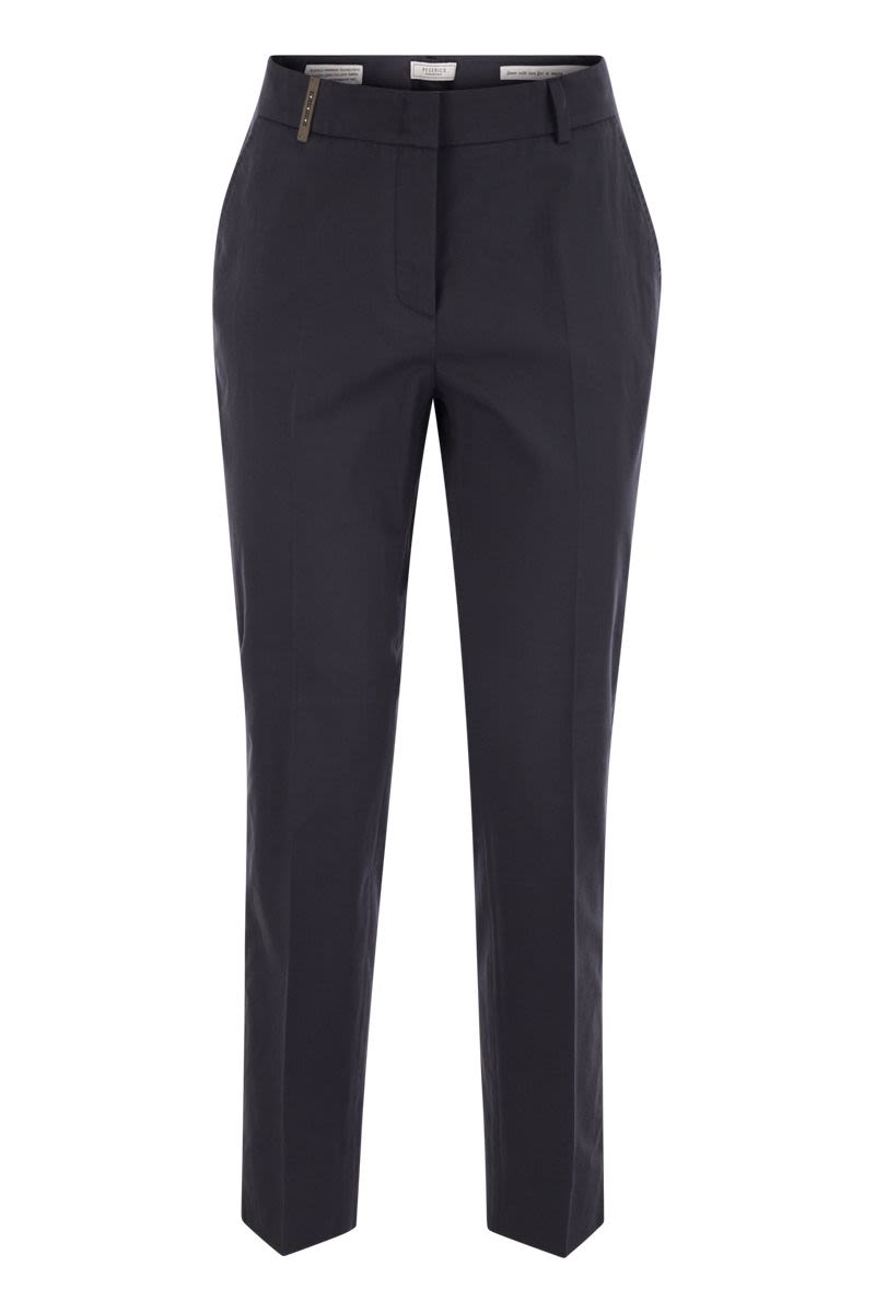 PESERICO Light Cotton Satin Cigarette Trousers