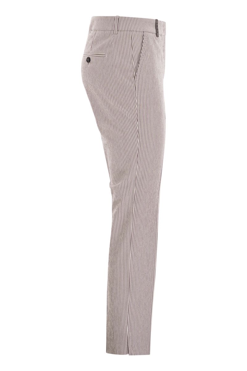 PESERICO Seersucker Cotton Cigarette Trousers