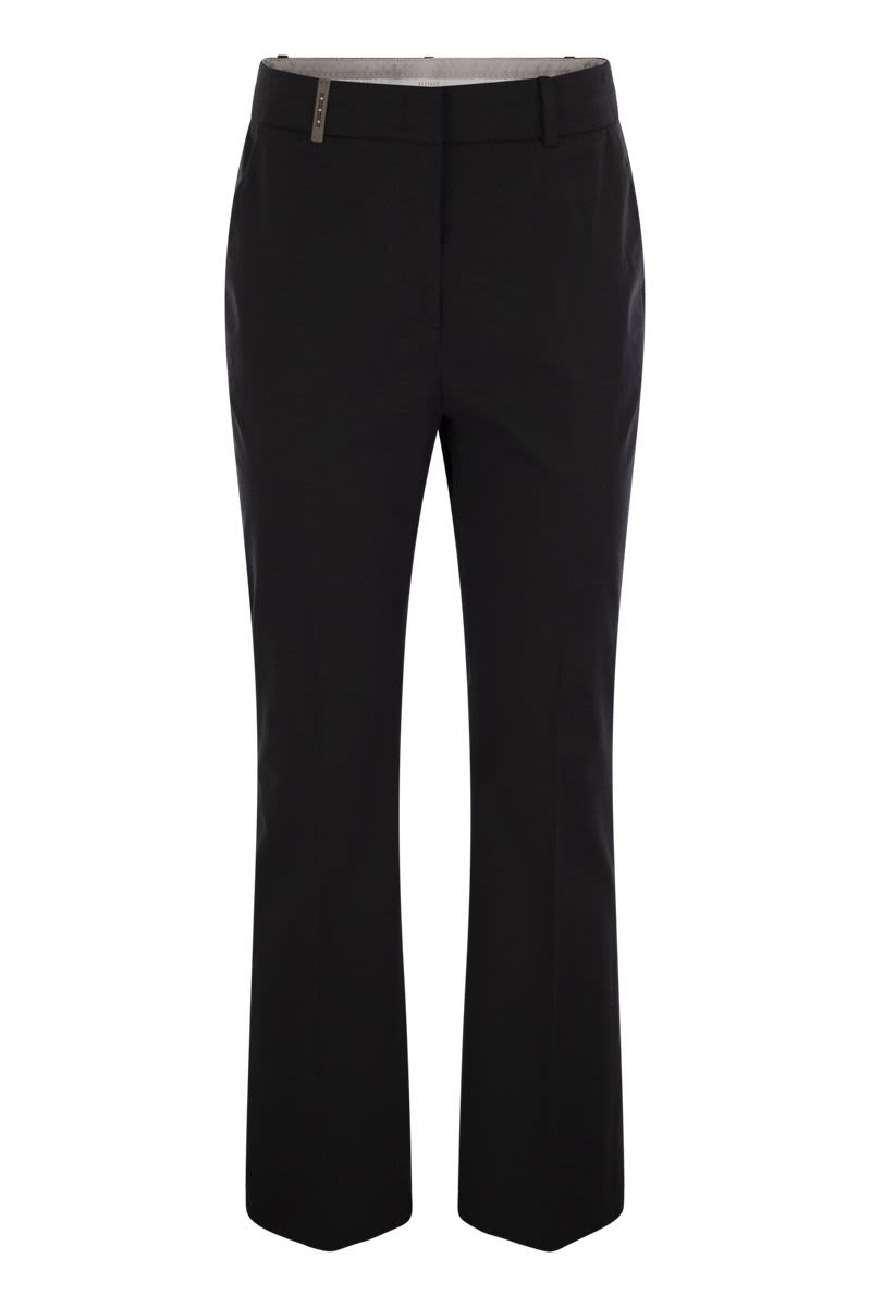 PESERICO Slim Fit High Waist Cotton Trousers
