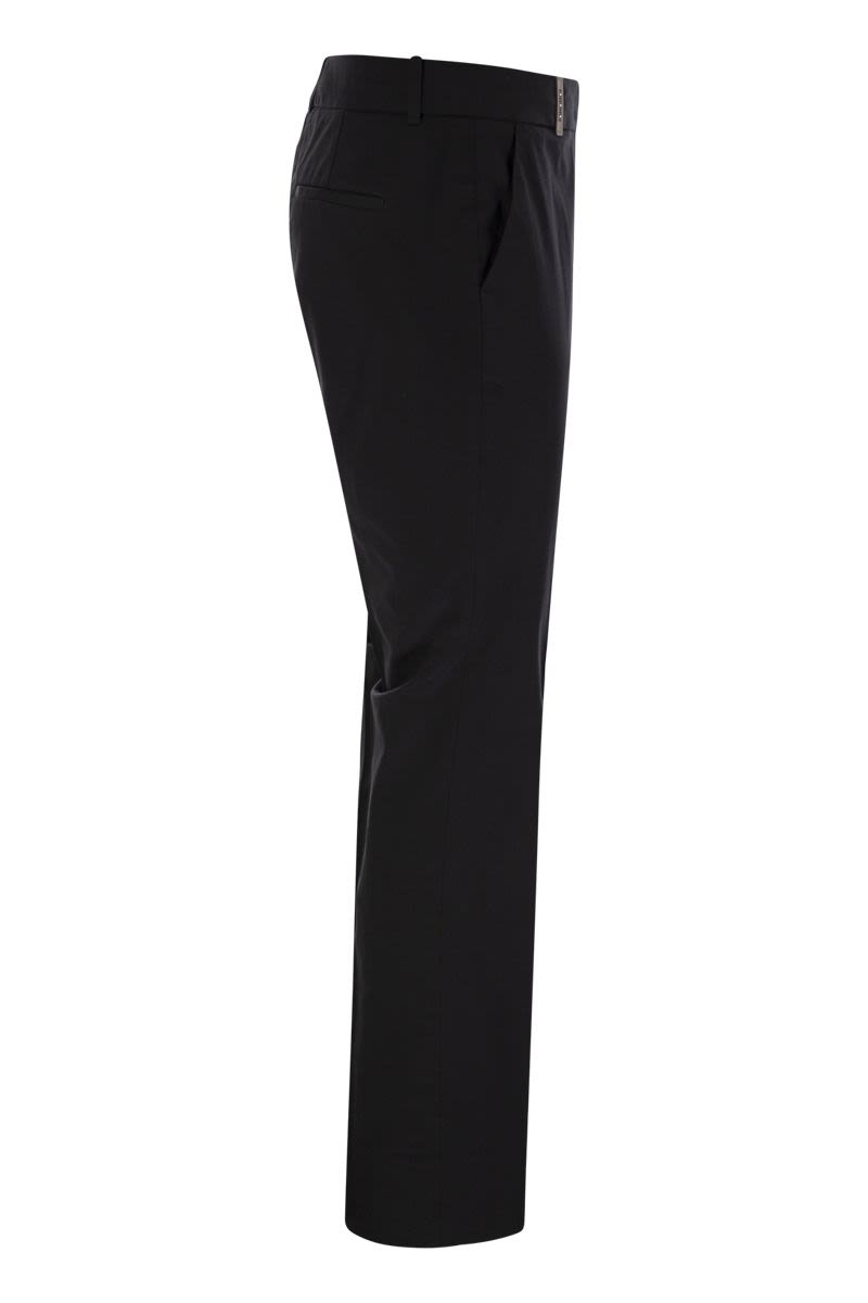 PESERICO Slim Fit High Waist Cotton Trousers