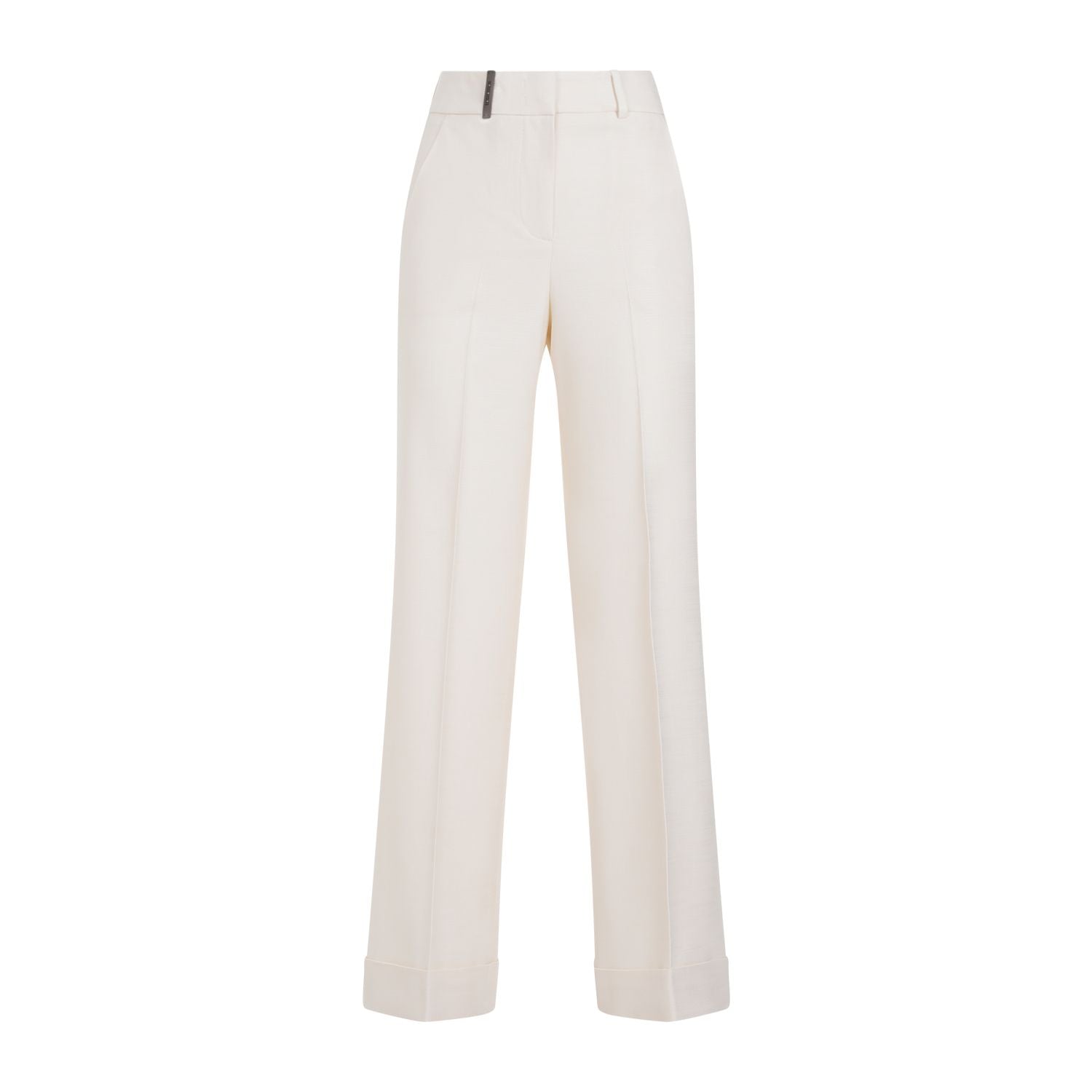 PESERICO Viscose Blend Trousers for Women - Stylish Roll-Up Ankle Cuffs