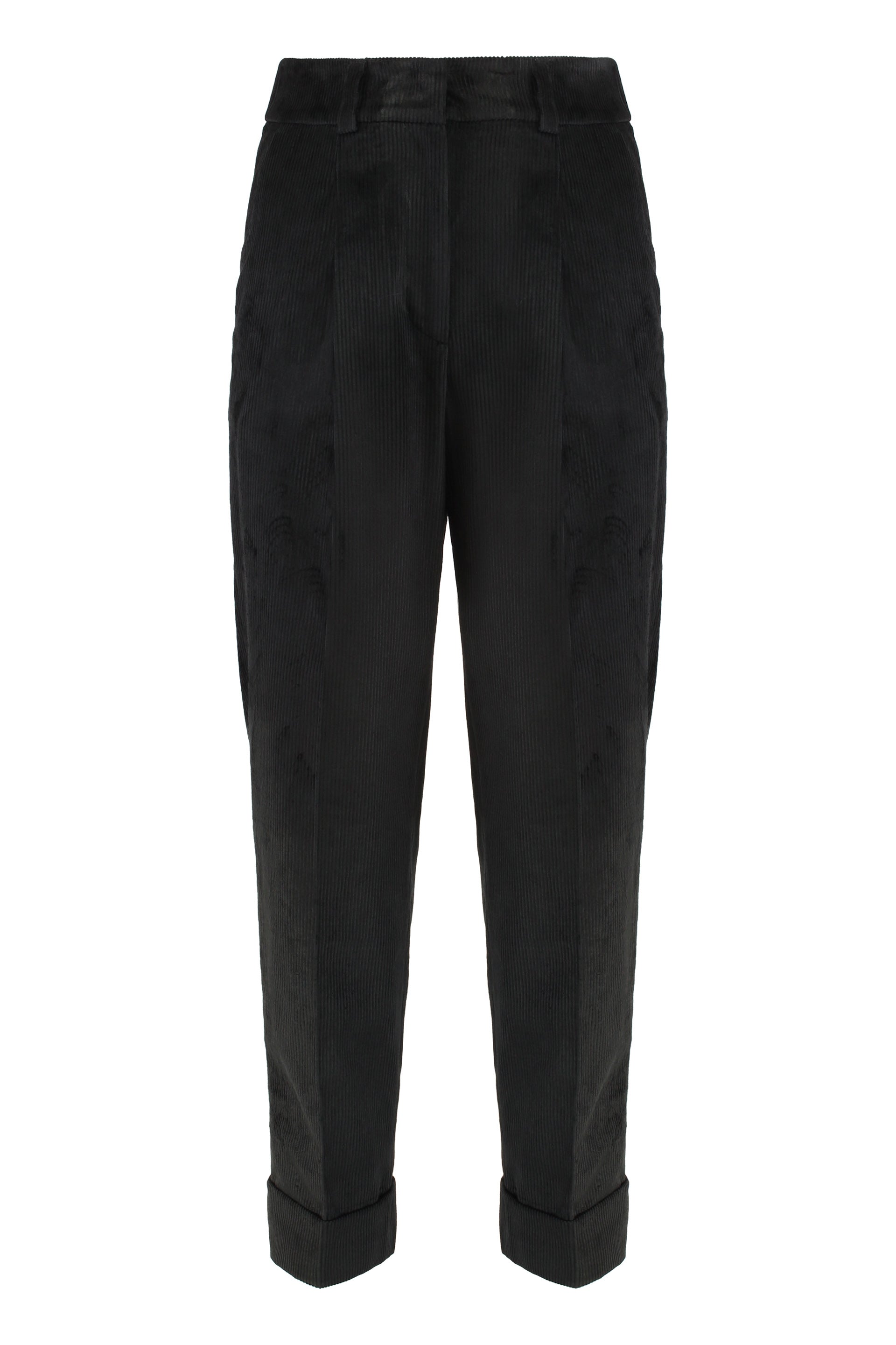 PESERICO Elegant High-Waist Corduroy Pants for Women