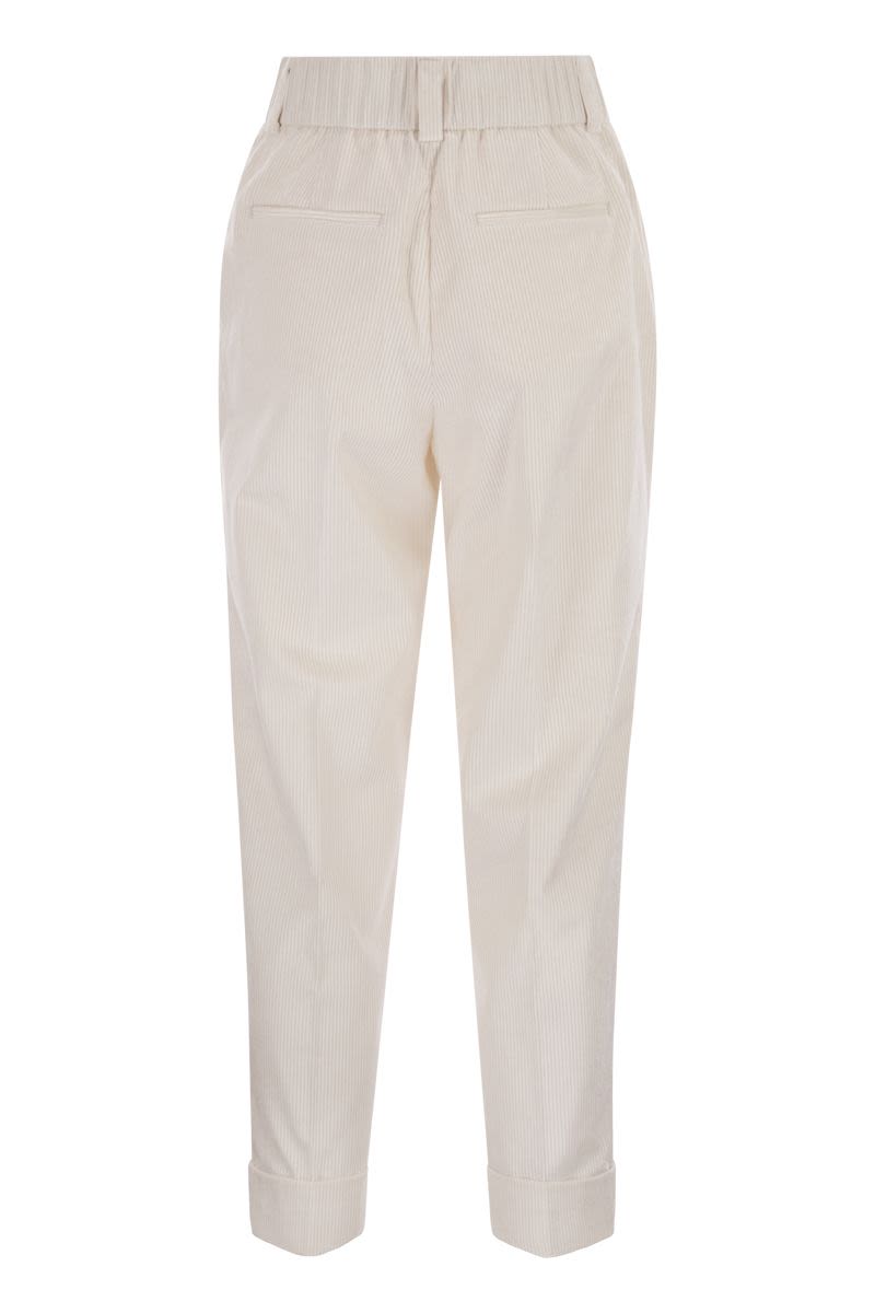 PESERICO 500-Stripe Velvet Trousers for Women