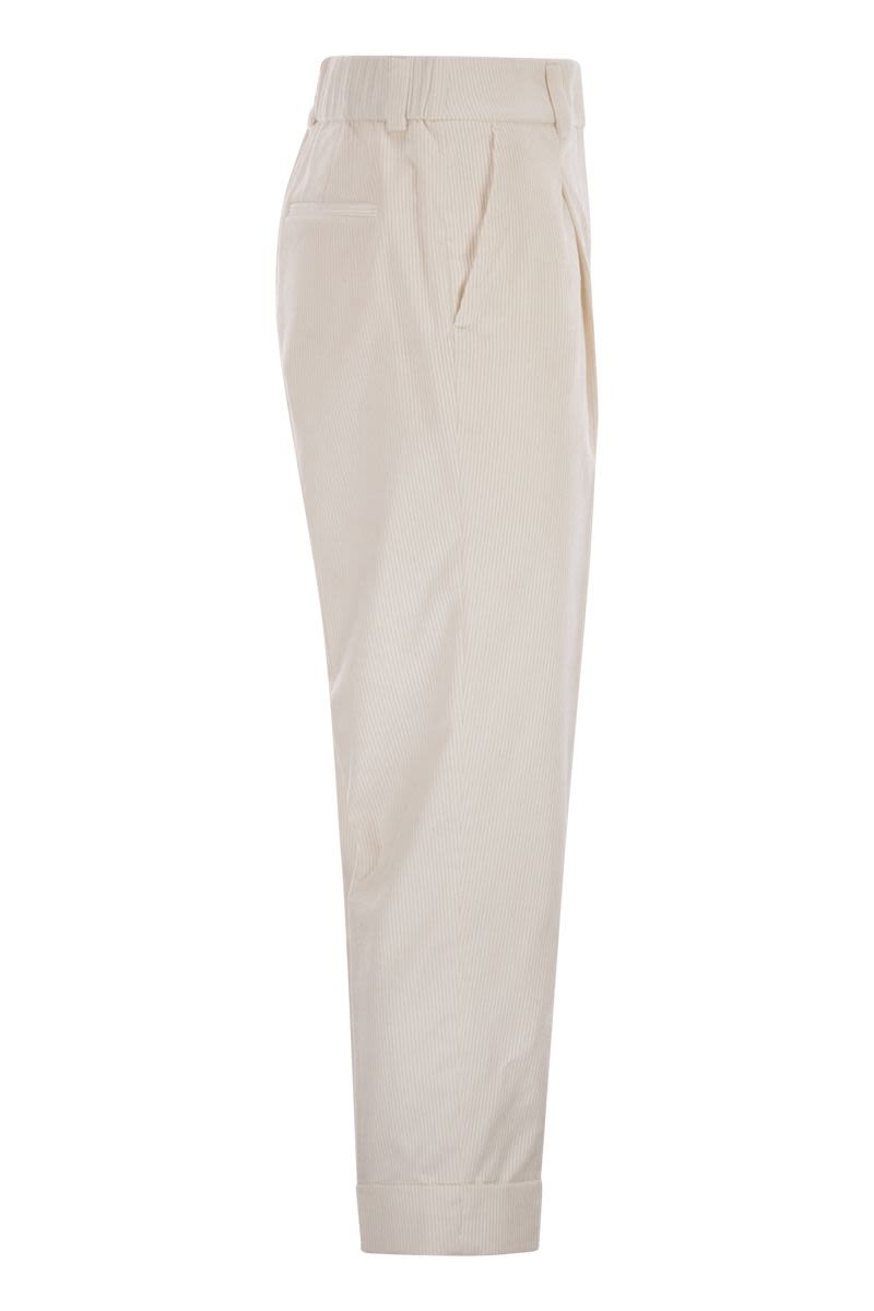 PESERICO 500-Stripe Velvet Trousers for Women