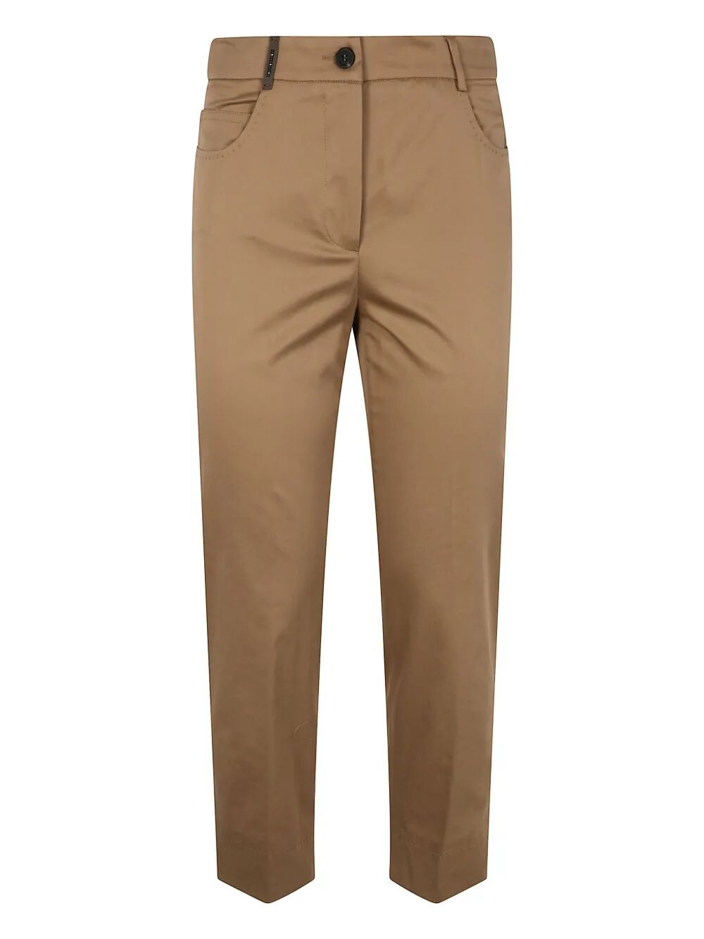 PESERICO Light Cotton Satin Stretch Trousers for Women