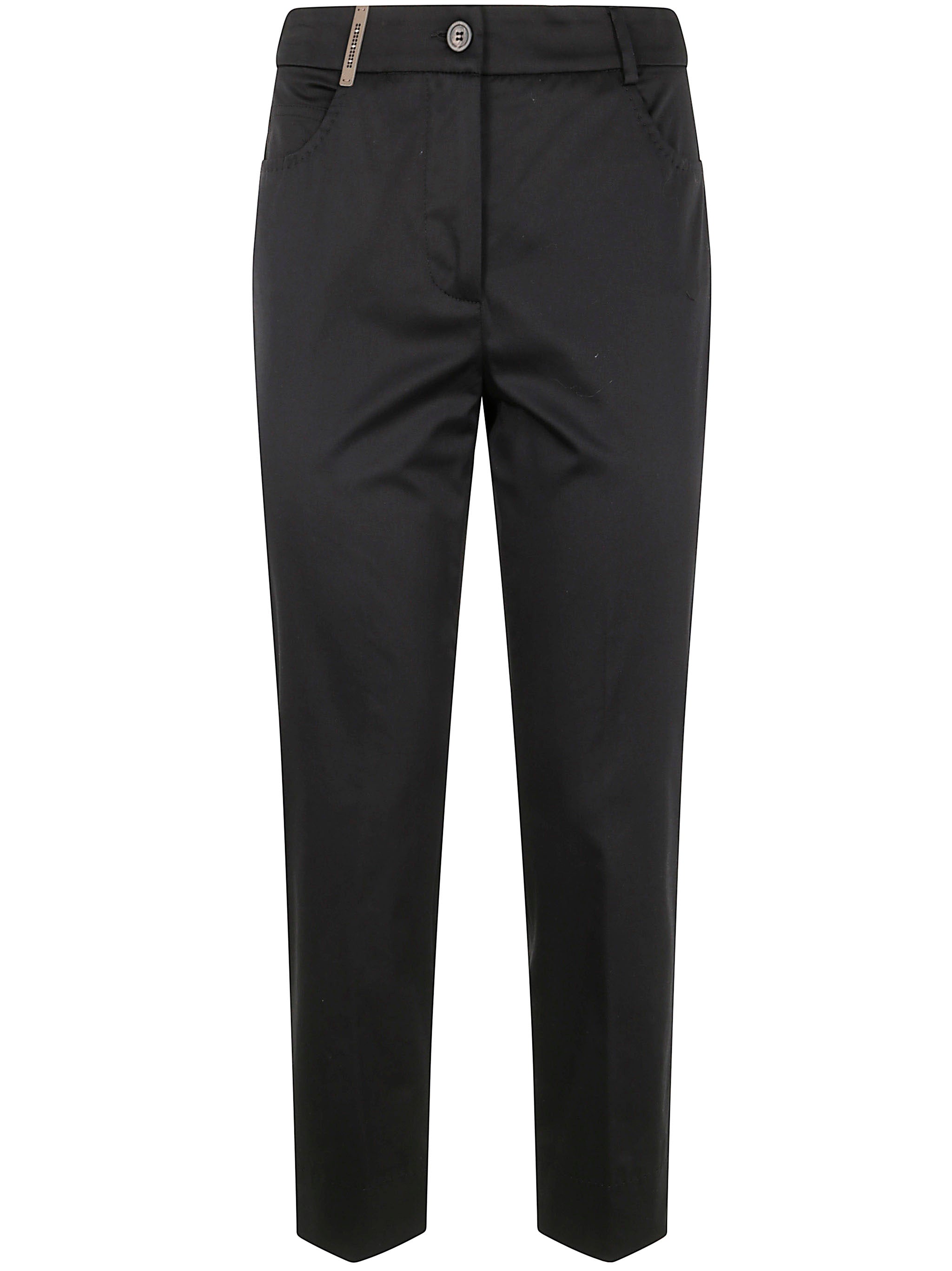 PESERICO Light Cotton Satin Stretch Trousers for Women
