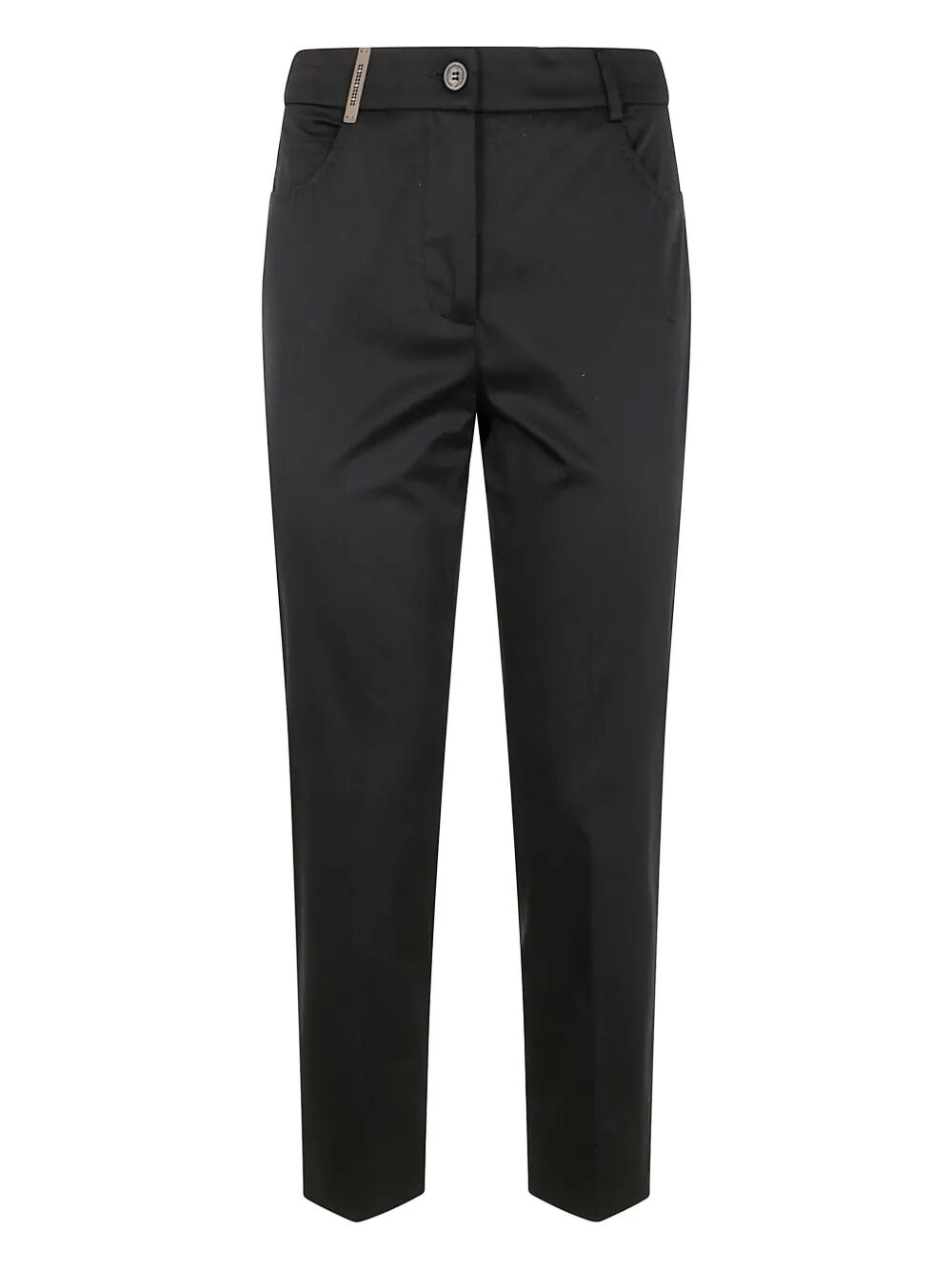 PESERICO Light Cotton Satin Stretch Trousers for Women