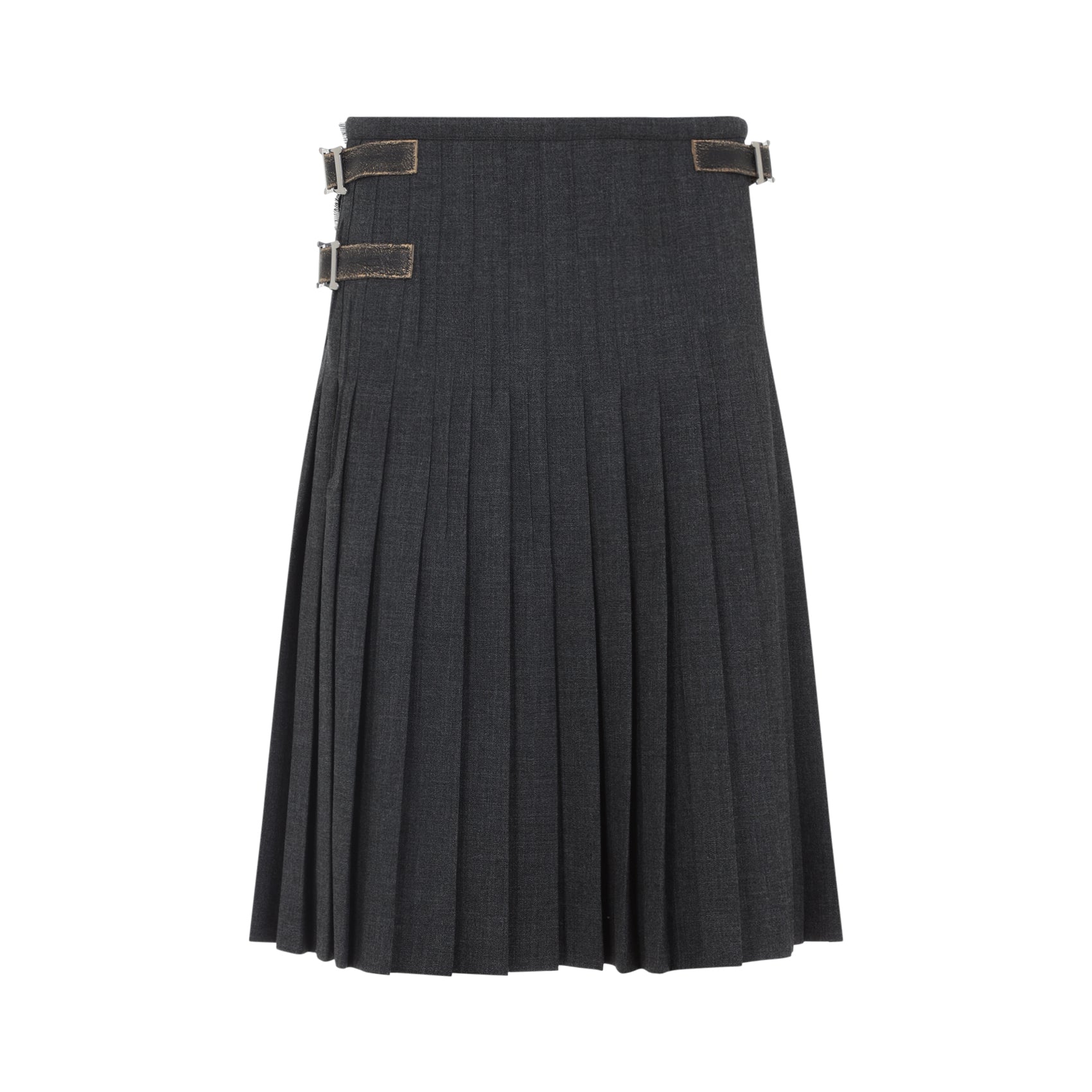 PRADA Pleated Mini Skirt with Side Buckles