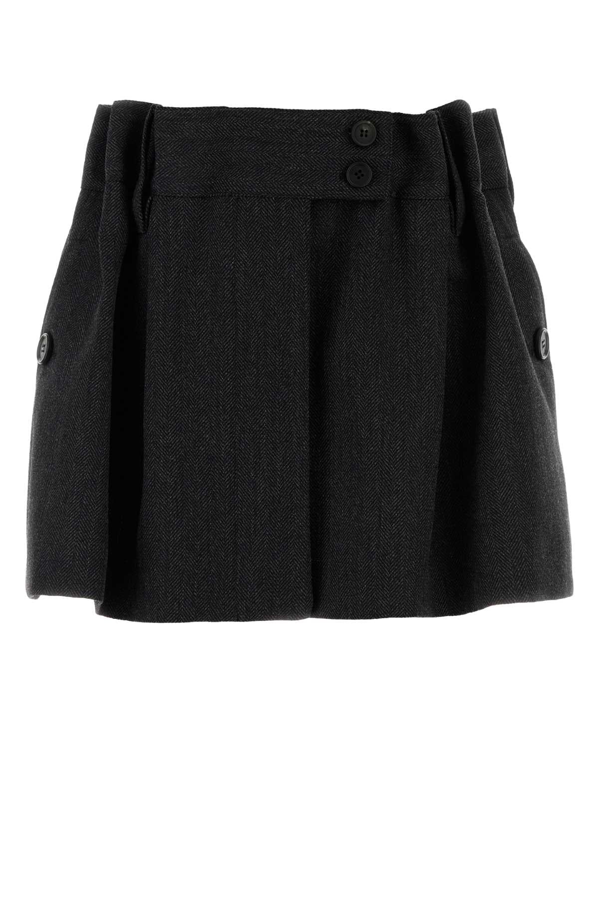 PRADA Embroidered Wool Mini Skirt for Women - FW25 Collection