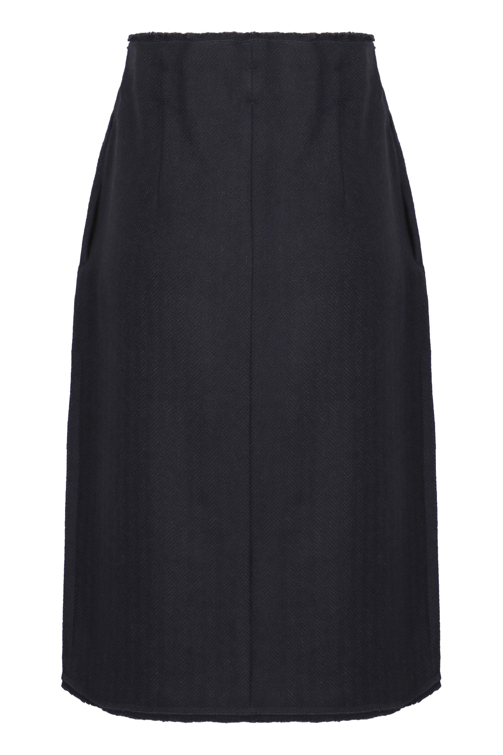 PRADA Chevron Wool Midi Skirt