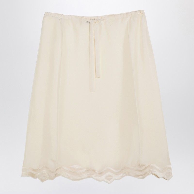 PRADA Silk Mini Skirt with Drawstring Waist