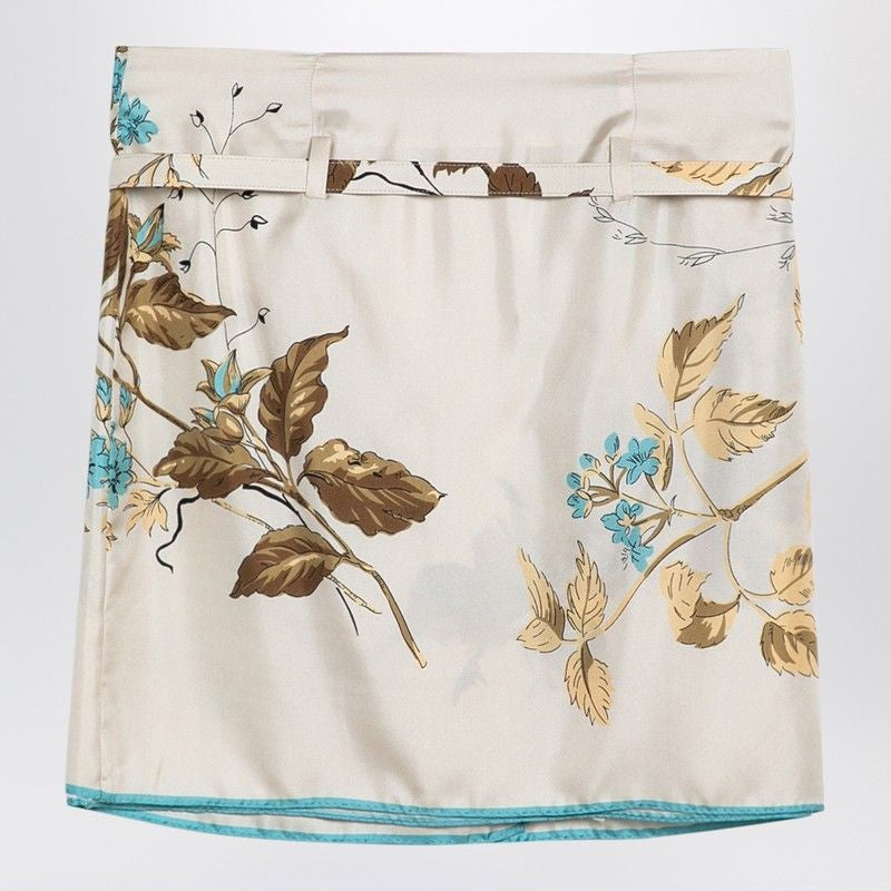 PRADA Floral Printed Silk Twill Mini Skirt