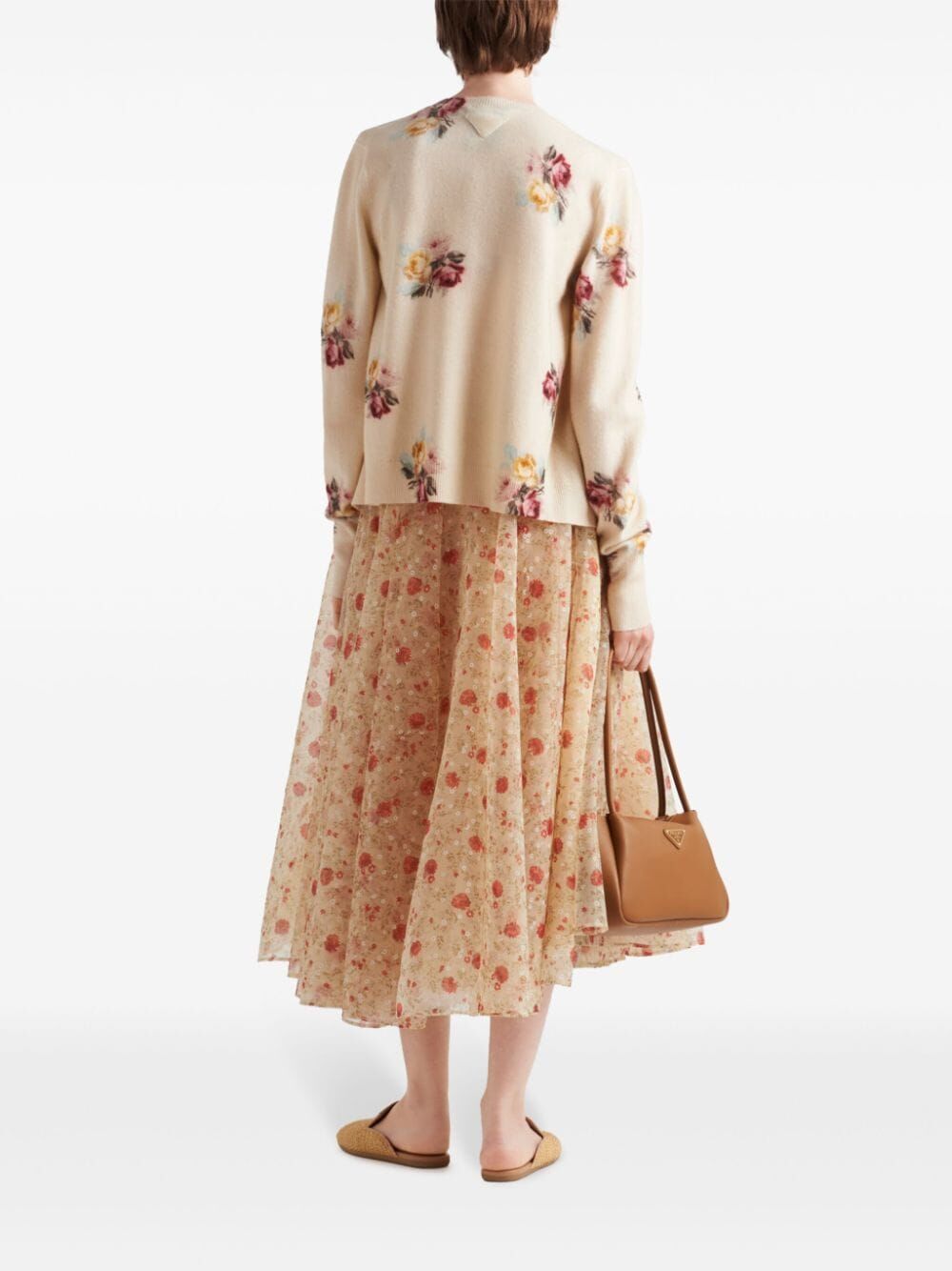 PRADA Poppy Print Nylon Midi Skirt