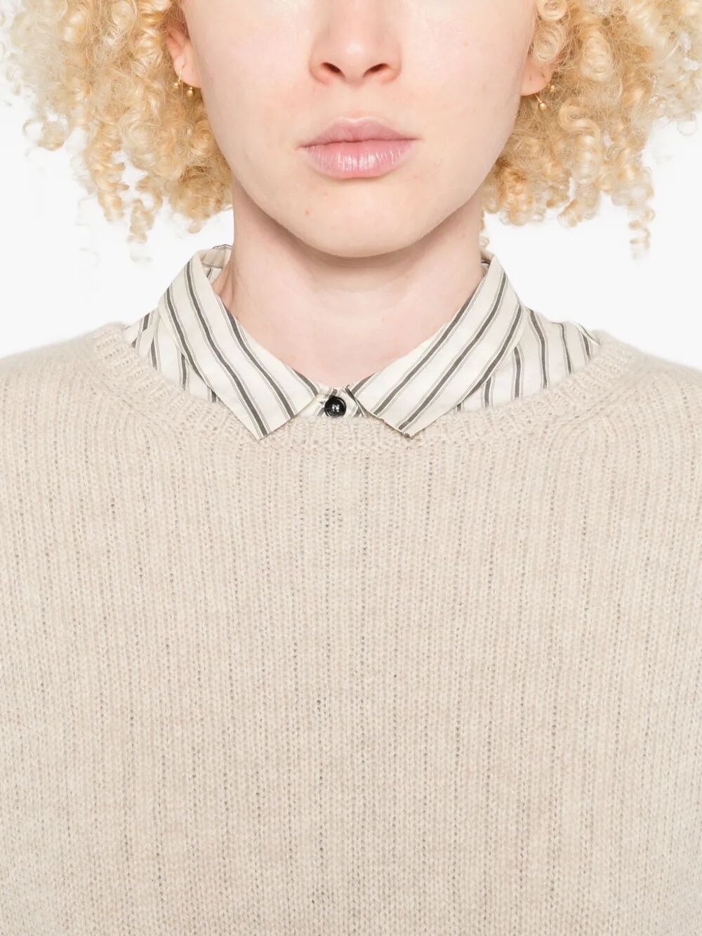 APUNTOB Relaxed Fit Round Neck Sweater with Dropped Shoulders